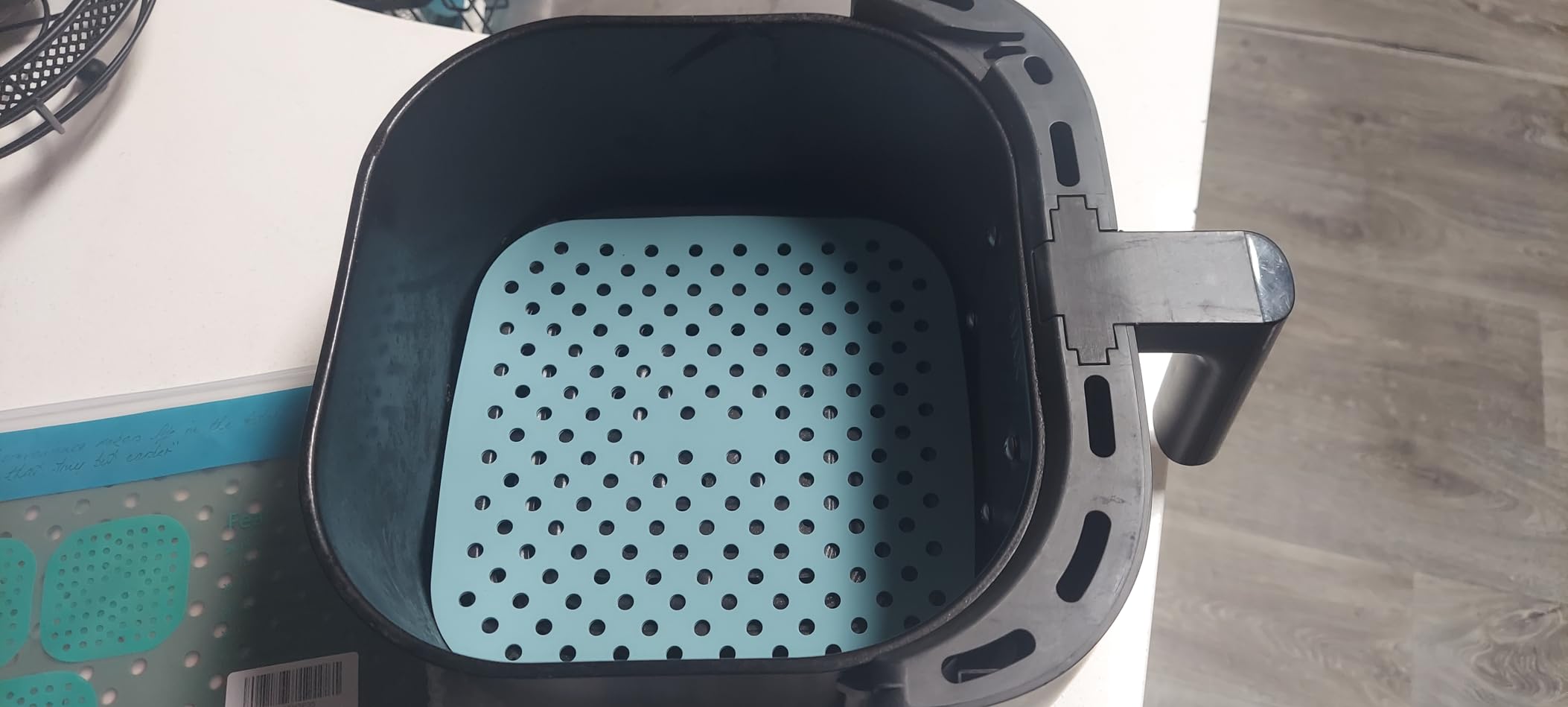 Reusable Square Silicone Air Fryer Liners (8.5 Inch, 3 Pack) by Linda's Essentials - Non-Stick, Easy-Clean Accessories with Cheat Sheet & Recipe Book Customer Review Reusable Square Silicone Air Fryer Liners (8.5 Inch, 3 Pack) by Linda's Essentials - Non-Stick, Easy-Clean Accessories with Cheat Sheet & Recipe Book - Customer Photo 1