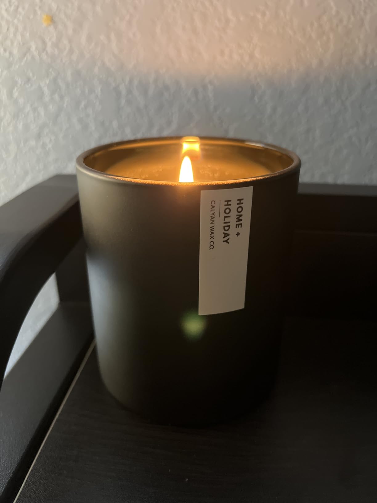 Calyan Wax Co. Smoke & Leather Scented Candle - 75 Hour Burn - Luxury Non Toxic Soy Wax Candles - Long Lasting Black Tumbler Jar Candle for Home - 10.2oz - Customer Photo 2