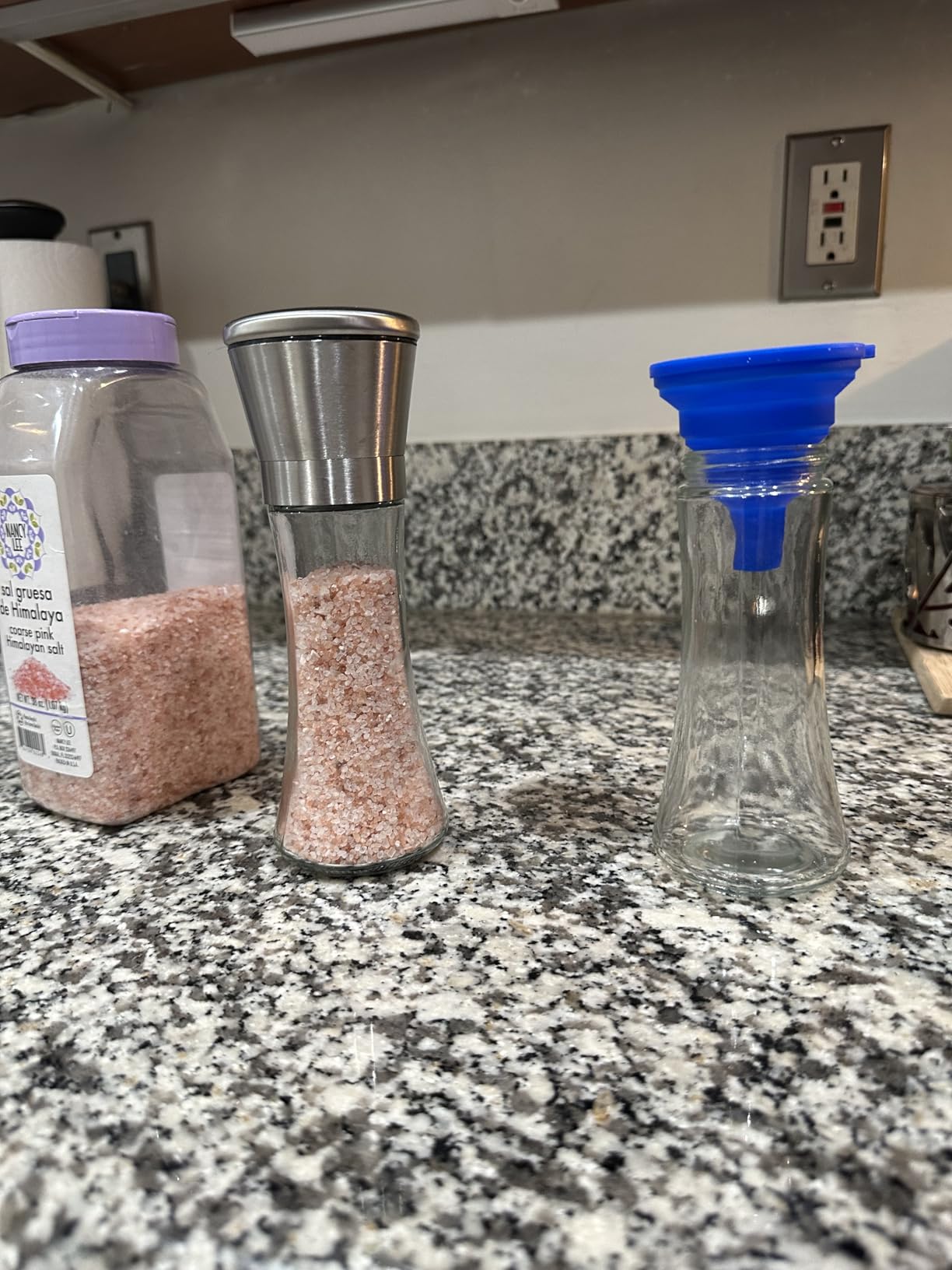 Premium Salt and Pepper Grinder Set of 2 - Two Refillable Stainless Steel Sea Salt & Spice Shakers with Adjustable Coarse Mills - Easy Clean Ceramic Grinders w/BONUS Silicone Funnel & Cleaning Brush - Customer Photo 2