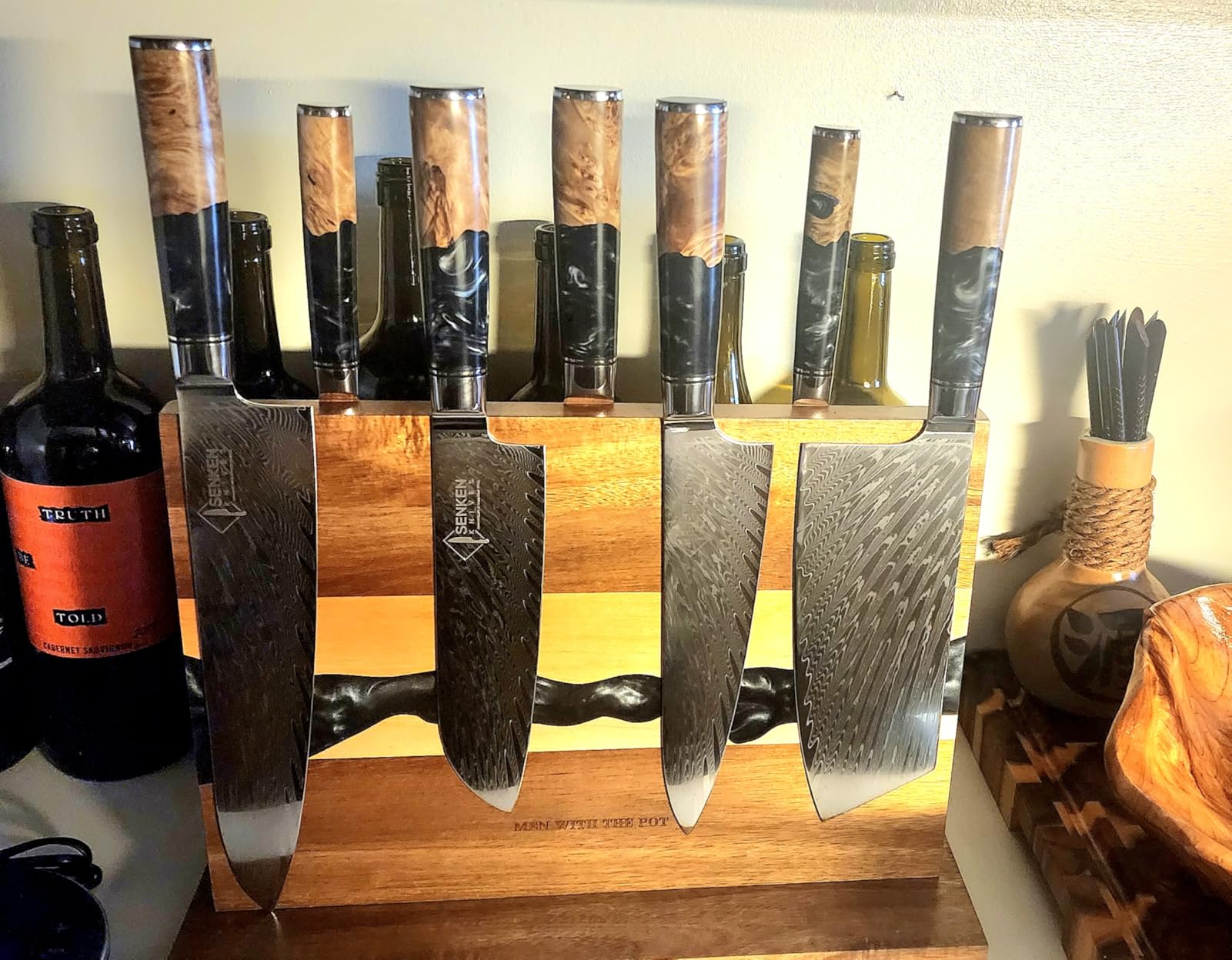 SENKEN 7-Piece Damascus Kitchen Knife Set - Tsunami Collection - 67-Layer Japanese VG10 Steel - Chef's Knife, Cleaver, Santoku, Bread, Boning, & More - Customer Photo 1