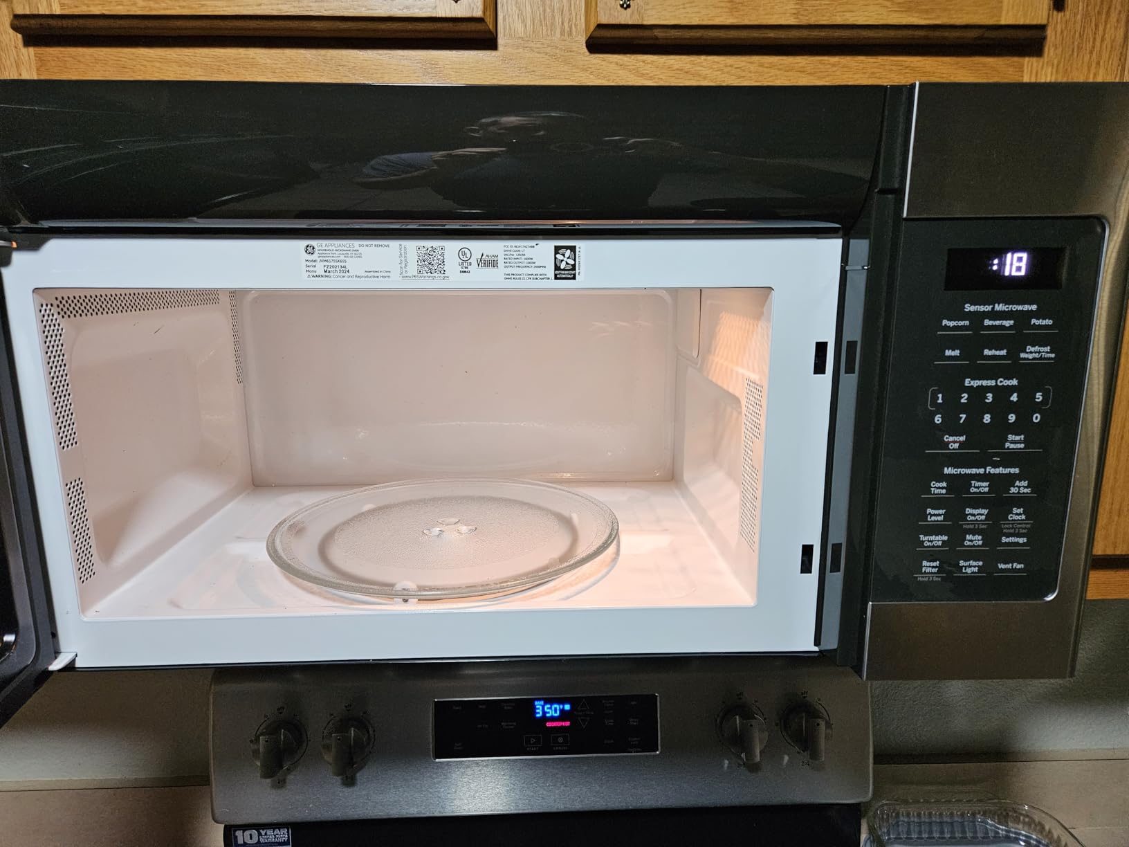 GE JVM6175SKSS 1.7 Cu. Ft. Over-the-Range Sensor Microwave Oven Stainless Steel Bundle with Premium 2 YR CPS Enhanced Protection Pack - Customer Photo 2