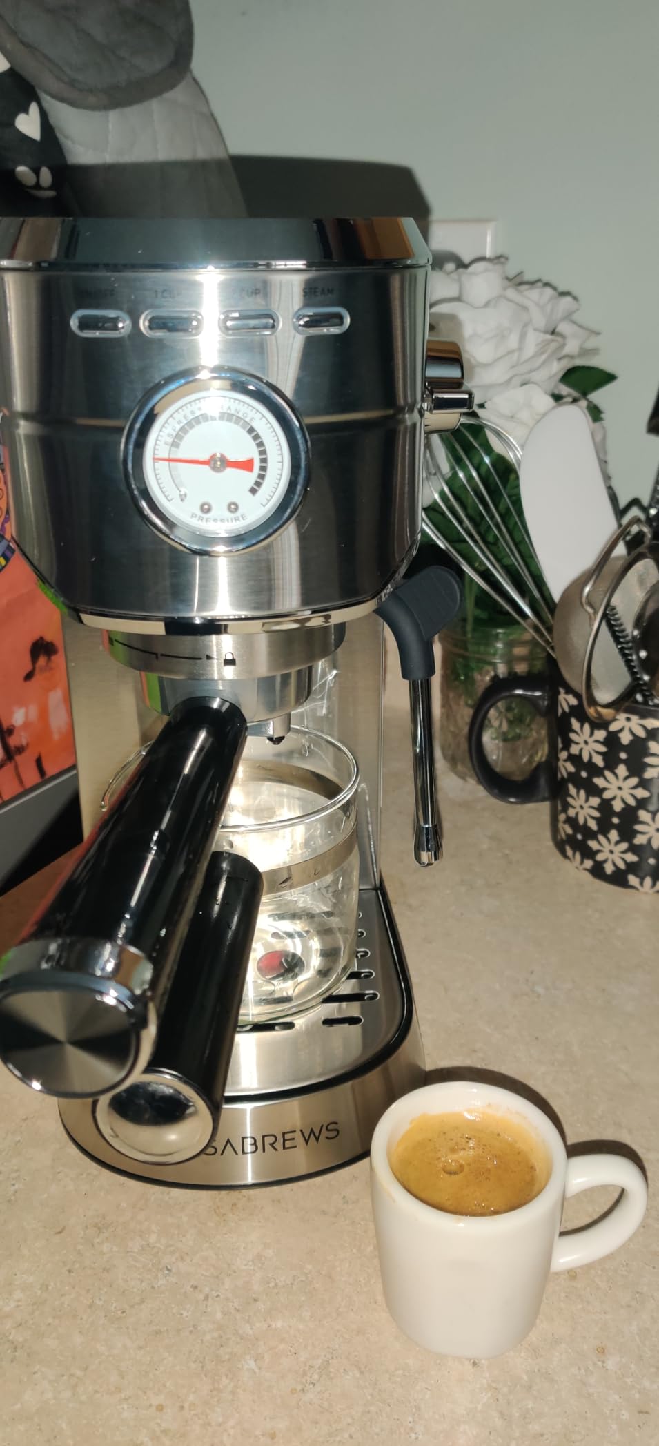CASABREWS CM5418 Espresso Machine 20 Bar, Compact Espresso Maker with Steam Milk Frother, Stainless Steel Coffee Machine with 34oz Removable Water Tank - Customer Photo 2
