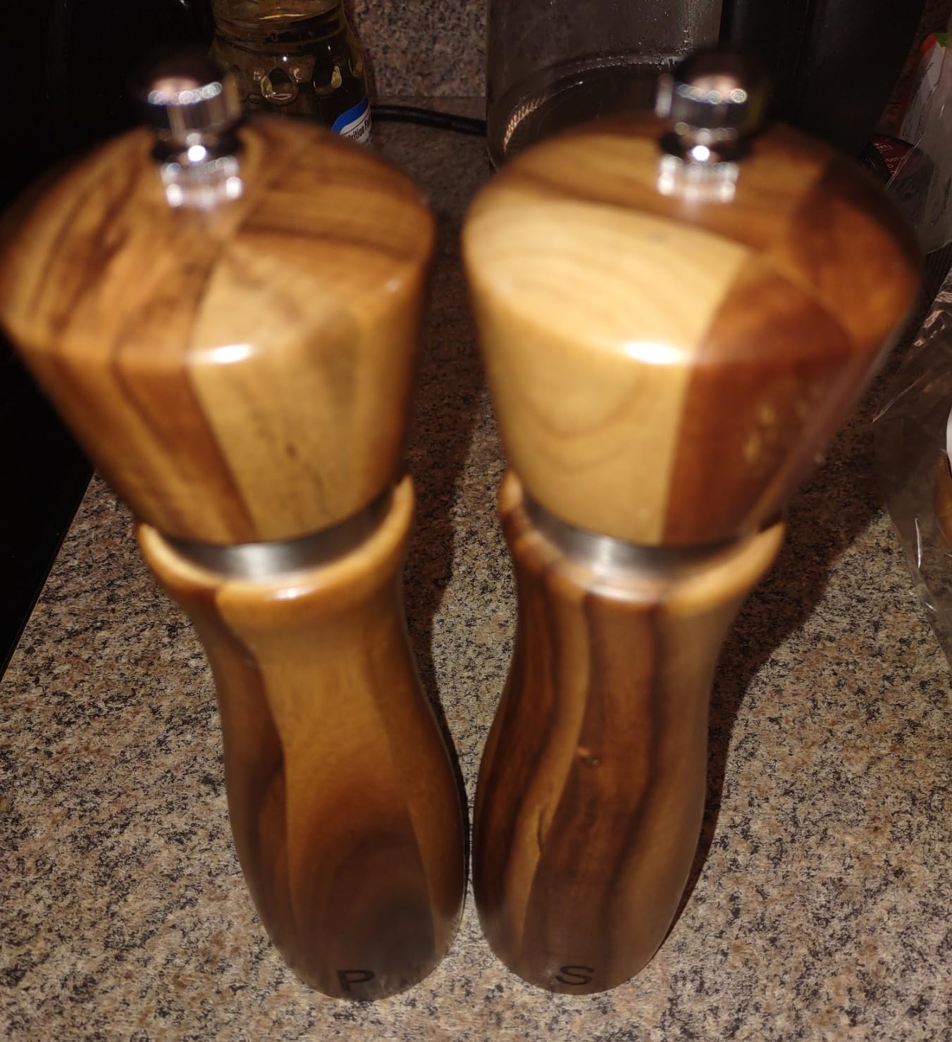 Wooden Salt and Pepper Grinder Set: Refillable Salt & Pepper Mills Adjust for Customized Coarseness, Crafted of Solid Acacia Wood with Ceramic/Stainless Steel Core, 8 Inches Each - Customer Photo 3