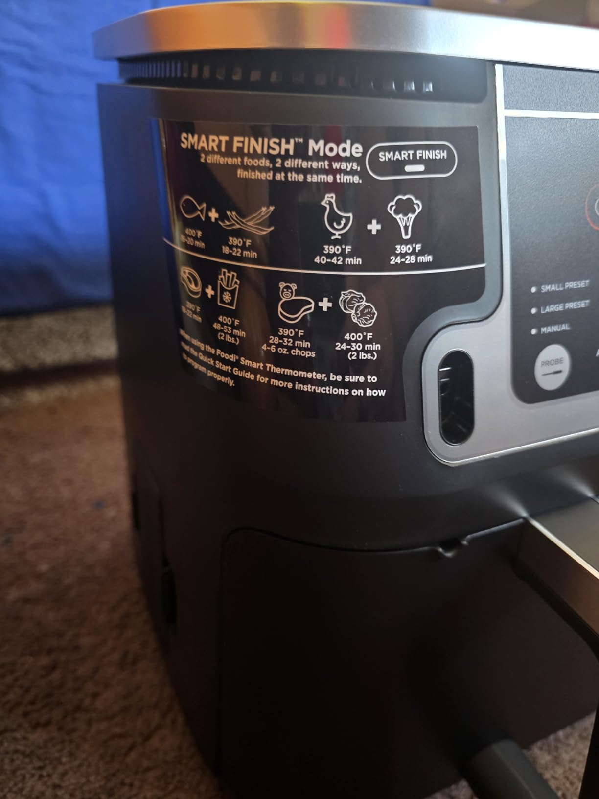 Ninja DZ550 Foodi 10 Quart 6-in-1 DualZone Smart XL Air Fryer with 2 Independent Baskets, Smart Cook Thermometer for Perfect Doneness, Match Cook & Smart Finish to Roast, Dehydrate & More, BLACK Customer Review Ninja DZ550 Foodi 10 Quart 6-in-1 DualZone Smart XL Air Fryer with 2 Independent Baskets, Smart Cook Thermometer for Perfect Doneness, Match Cook & Smart Finish to Roast, Dehydrate & More, BLACK - Customer Photo 1