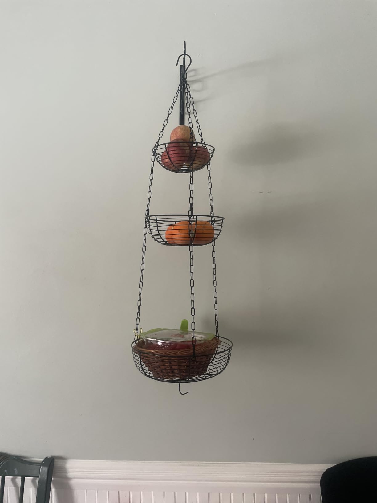 HULISEN 3 Tier Hanging Fruit Basket with Banana Hook, 36-Inch Heavy-Duty Wire Hanging Baskets for Kitchen Storage, Vegetable Produce Organizer Customer Review HULISEN 3 Tier Hanging Fruit Basket with Banana Hook, 36-Inch Heavy-Duty Wire Hanging Baskets for Kitchen Storage, Vegetable Produce Organizer - Customer Photo 2