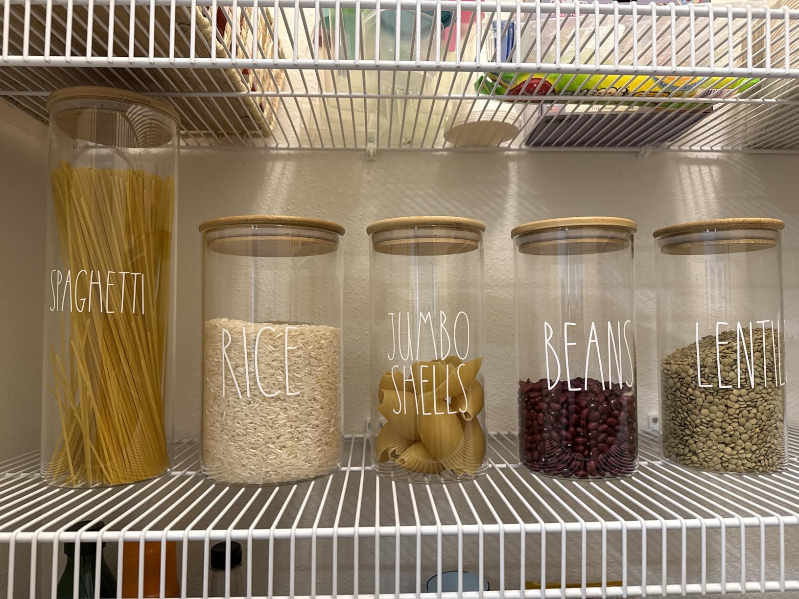 Vtopmart Glass Food Storage Jars, 7 Pack Kitchen Containers with Airtight Bamboo Wooden Lids for Pasta, Cookies, Nuts, Coffee Beans, Cereal, Canisters Set for Flour, Pantry Organization, BPA Free - Customer Photo 1