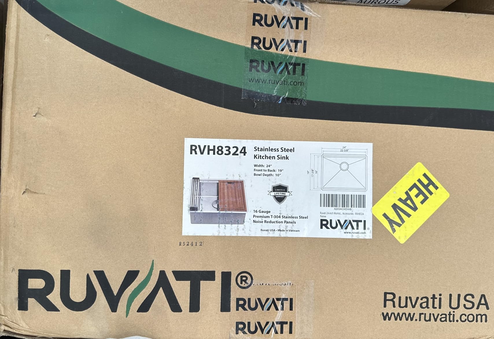 Ruvati 24-inch Undermount Rounded Corner Workstation Kitchen Sink Single Bowl – 16 Gauge Stainless Steel Kitchen Sinks with Brushed Finish hides scratches, Easy-to-Clean - RVH8324 - Customer Photo 1