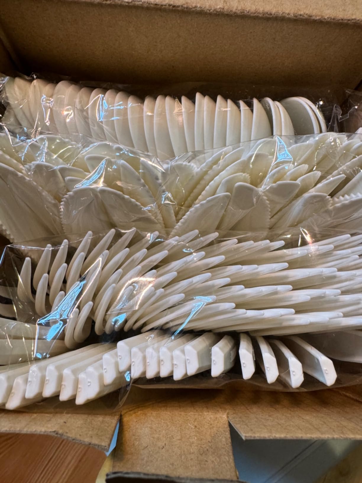 100%Compostable No Plastic Knives Disposable Forks Spoons Plastic Utensils, The Heavyweight Heavy Duty Flatware is Eco Friendly Products for Lounge Party Wedding BBQ Picnic Camping [150 Count] - Customer Photo 1