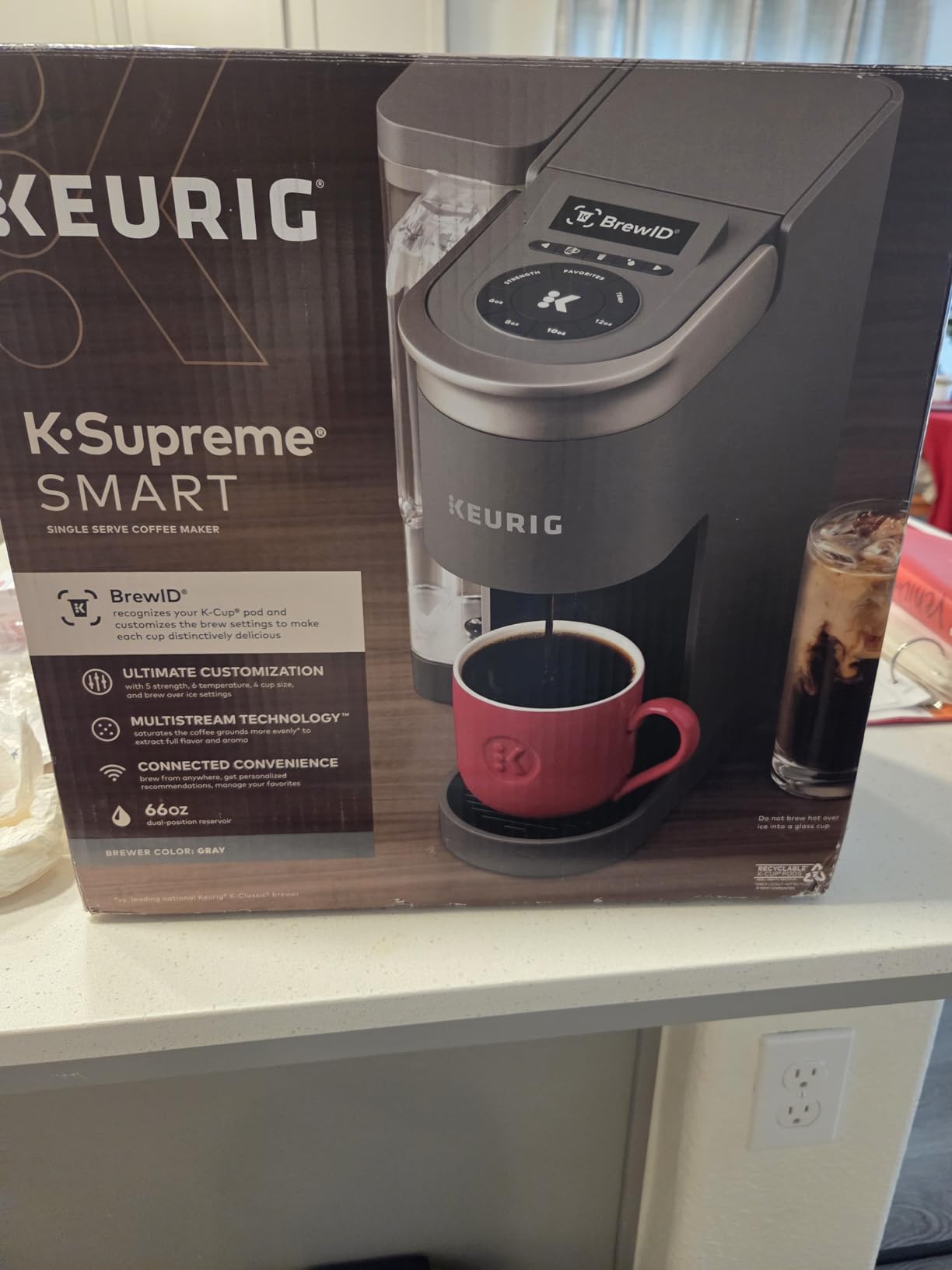 Keurig K-Supreme SMART Single Serve Coffee Maker With Wifi Compatibility, 4 Brew Sizes, And 66oz Removable Reservoir, Compatible with Alexa, Gray - Customer Photo 2