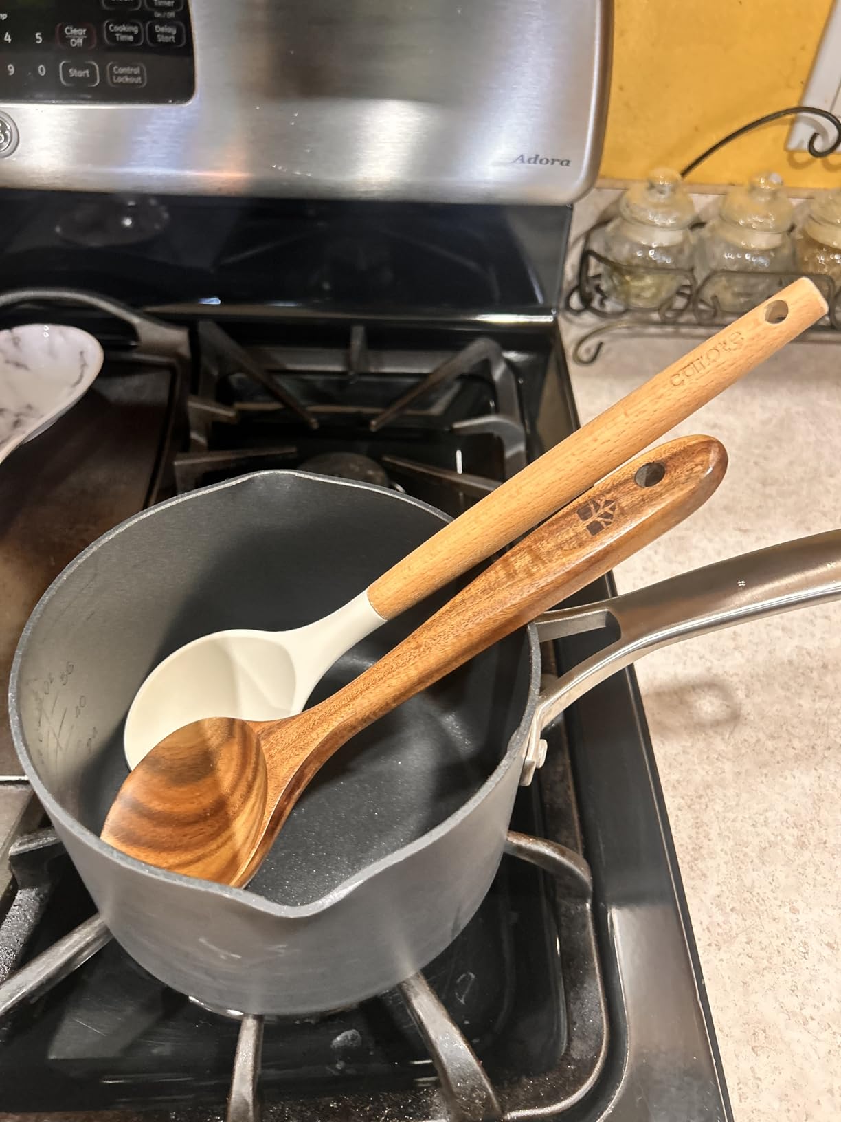 Wooden Spoons for Cooking – 10 Pc Teak Wood Utensil Set, Durable, Nonstick Safe & Heat Resistant with Ergonomic Handles - Customer Photo 1