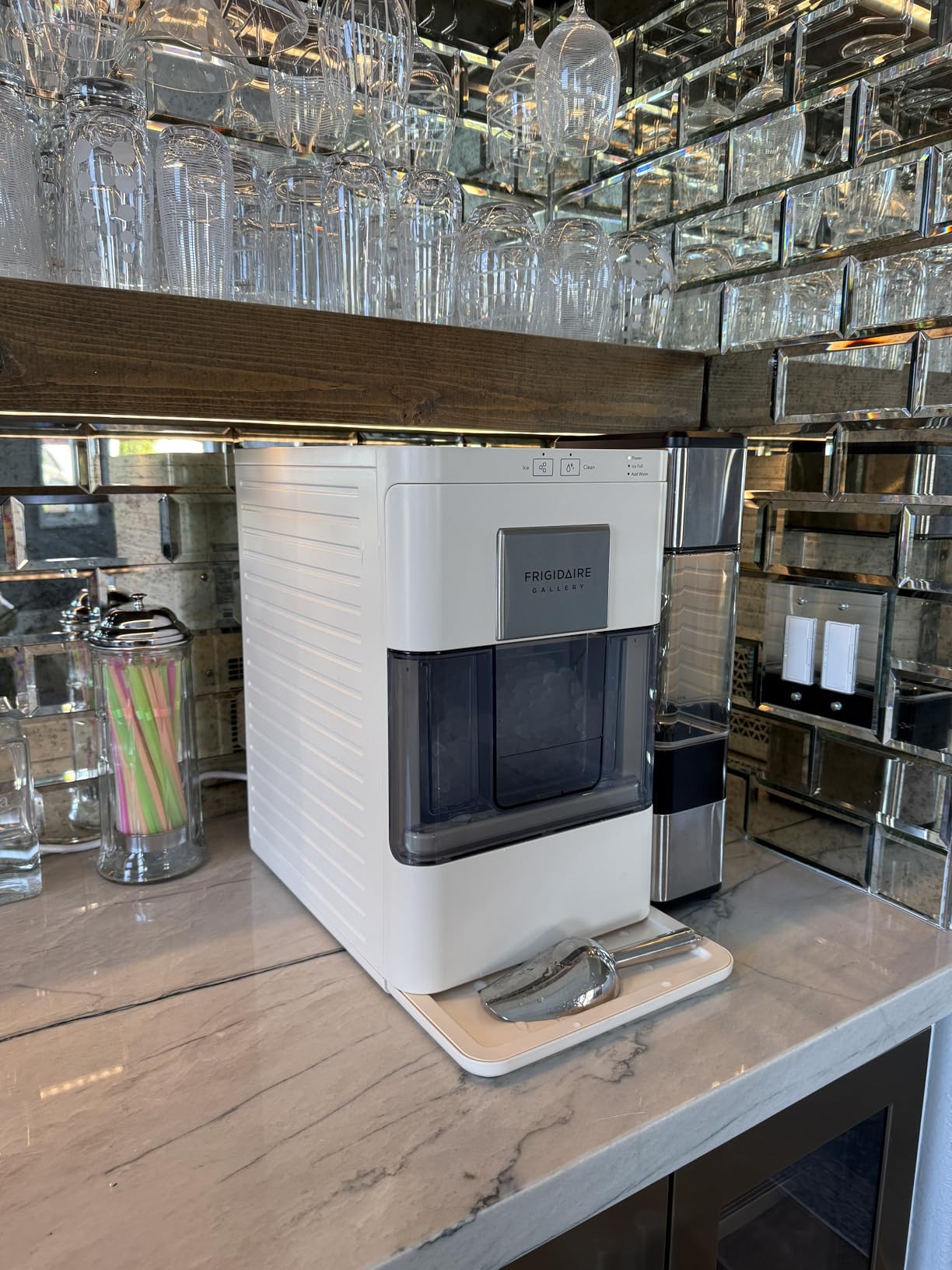 Frigidaire Nugget Ice Maker, Countertop Ice Machine with Transparent Window, Sonic Ice Maker with 44 lbs. Capacity, Auto Self Cleaning Ice Maker Machine, 2.0 Gen, Cream - 16.75D x 11.75W x 20.25H Customer Review Frigidaire Nugget Ice Maker, Countertop Ice Machine with Transparent Window, Sonic Ice Maker with 44 lbs. Capacity, Auto Self Cleaning Ice Maker Machine, 2.0 Gen, Cream - 16.75D x 11.75W x 20.25H - Customer Photo 1