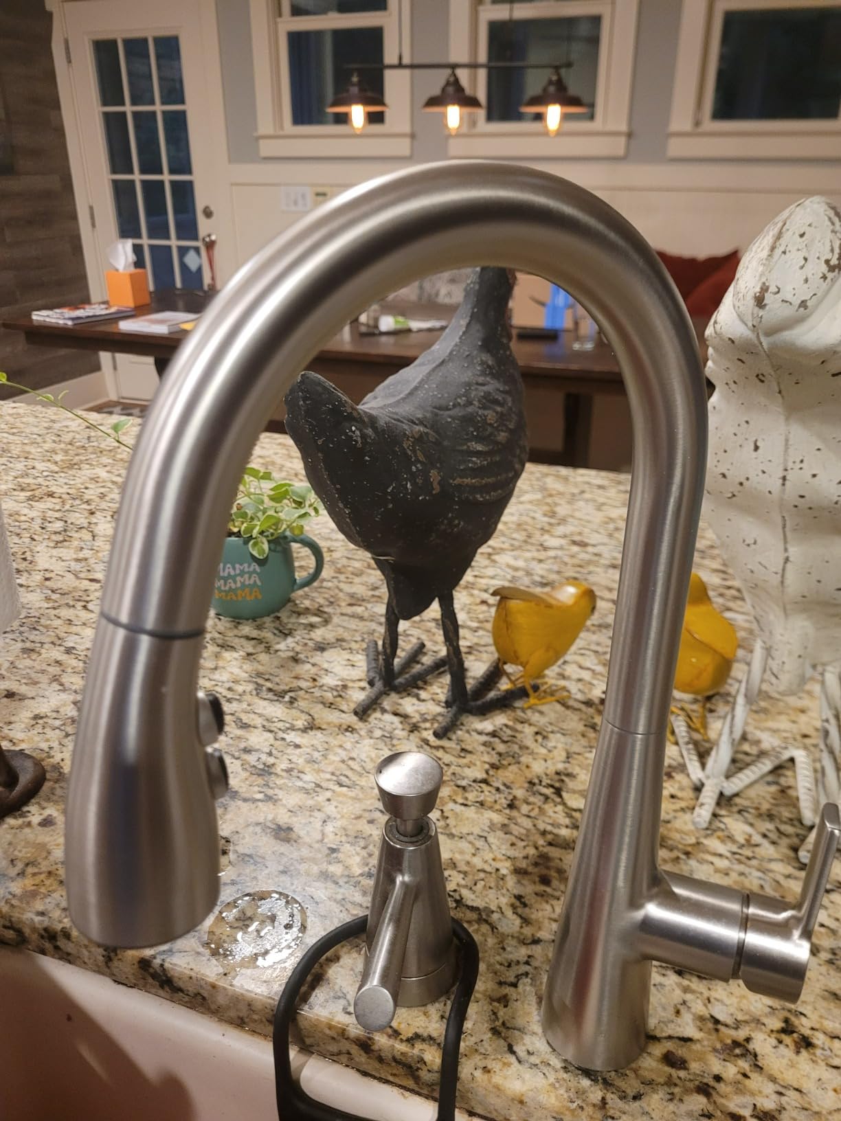 Amazon Basics Kitchen Faucet, Pull-Down Sink with Fast Mount, 2 Spray Mode, Brushed Nickel with Spot-Free Finish, 1-Pack - Customer Photo 1