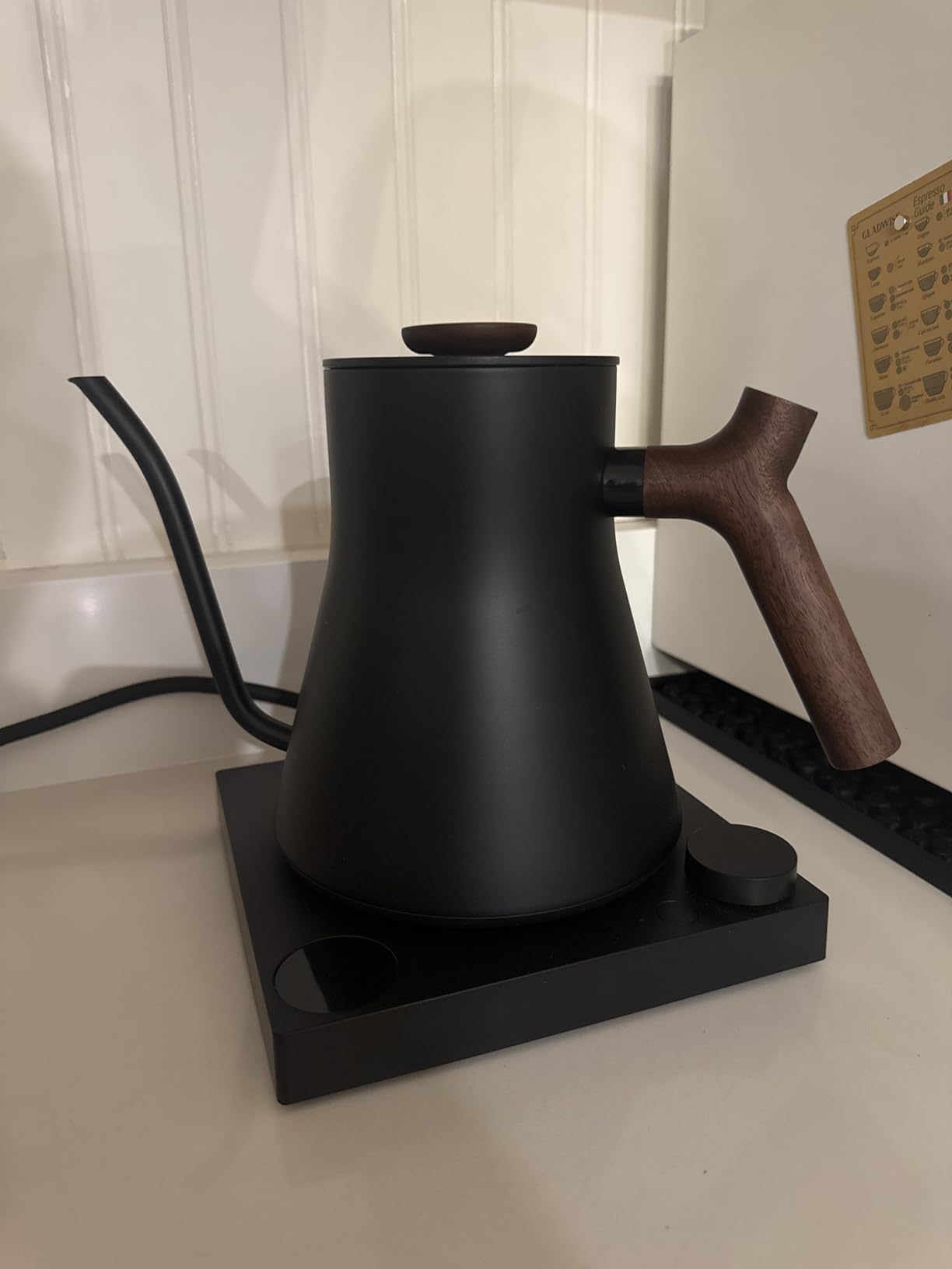 Fellow Stagg EKG Pro Studio Edition Electric Gooseneck Kettle - Pour-Over Coffee, Tea, Quick Heating, Precise Temperature Control, Scheduling, Built-in Brew Timer-Matte Black with Walnut Handle, 0.9 L - Customer Photo 5