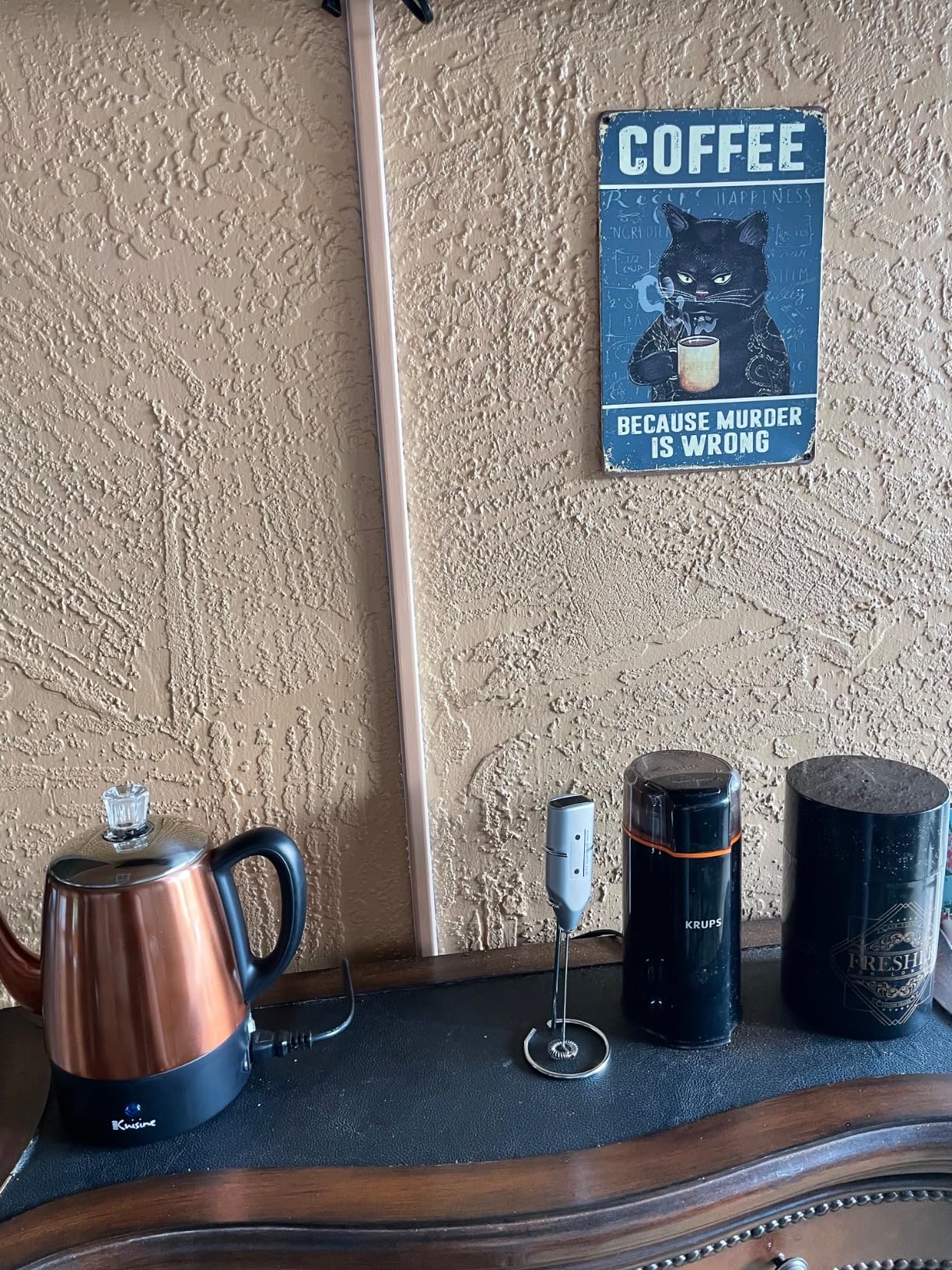 Euro Cuisine PER04 Stainless Steel Electric Coffee Percolator, 4 Cup, Polished Copper Finish, Dripless Gooseneck Spout, Clear Glass Knob, Brewing Indication, Keep-Warm Function, Detachable Cord - Customer Photo 2