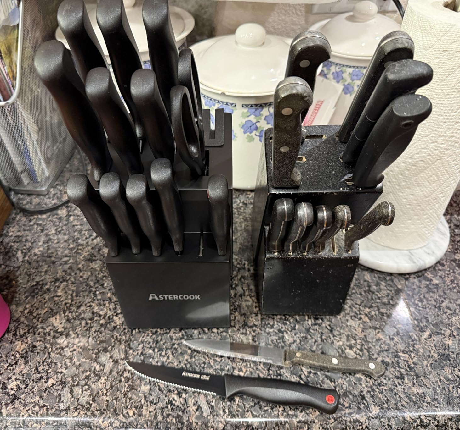 Knife Set, Astercook 15 Pieces Knife Sets for Kitchen with Block, Dishwasher Safe Kitchen Knife Set with Built in Sharpener Block, German Stainless Steel Customer Review Knife Set, Astercook 15 Pieces Knife Sets for Kitchen with Block, Dishwasher Safe Kitchen Knife Set with Built in Sharpener Block, German Stainless Steel - Customer Photo 1
