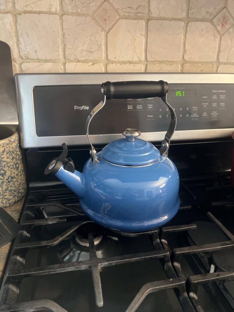 Le Creuset Enamel On Steel Whistling Tea Kettle with Metal Finishes, 1.7 qt., Flame Customer Review Best Stovetop Water Kettle