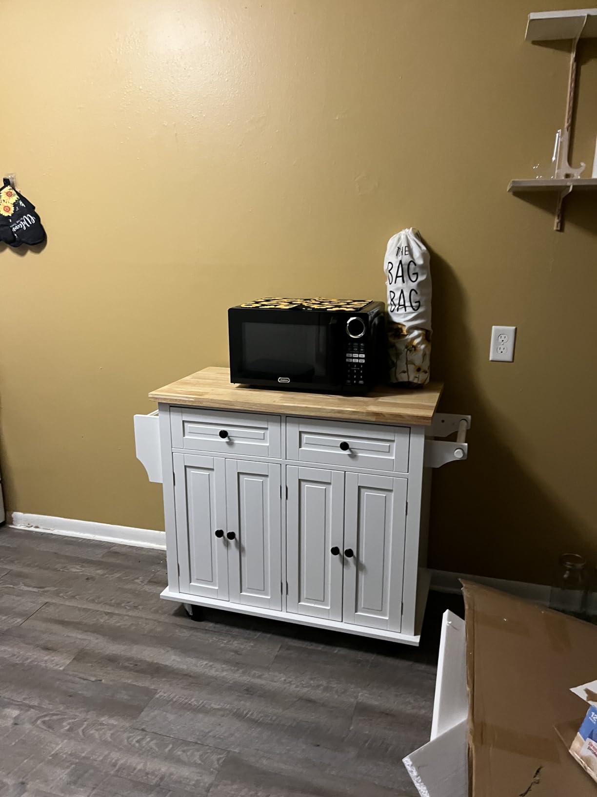 VEVOR Kitchen Island Cart with Solid Wood Top, 35.4