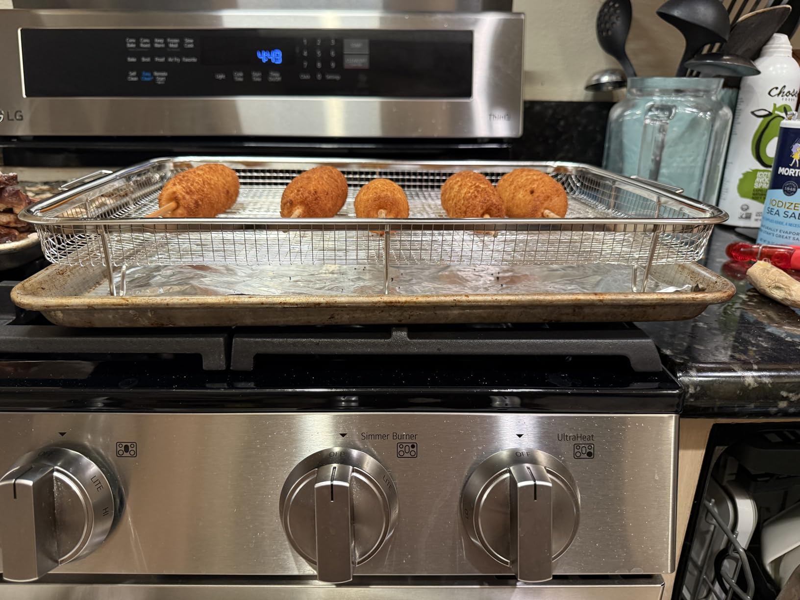 Air Fryer Basket, OPENICE 2 Set Air Fryer Pan and Crisper Tray for Oven, Non-stick Oven Air Fryer Basket for Baking and Crispy Foods - Large & Medium - Customer Photo 2