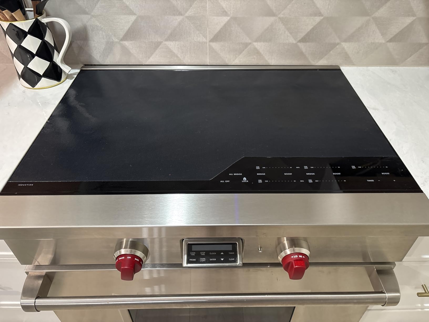 KitchenRaku Large Induction Cooktop Protector Mat 21.2x35.4 IN,Translucent (Magnetic) Electric Stove Burner Covers Antiscratch as Glass Top Stove Cover or Electric Stove Top Customer Review KitchenRaku Large Induction Cooktop Protector Mat 21.2x35.4 IN,Translucent (Magnetic) Electric Stove Burner Covers Antiscratch as Glass Top Stove Cover or Electric Stove Top - Customer Photo 2
