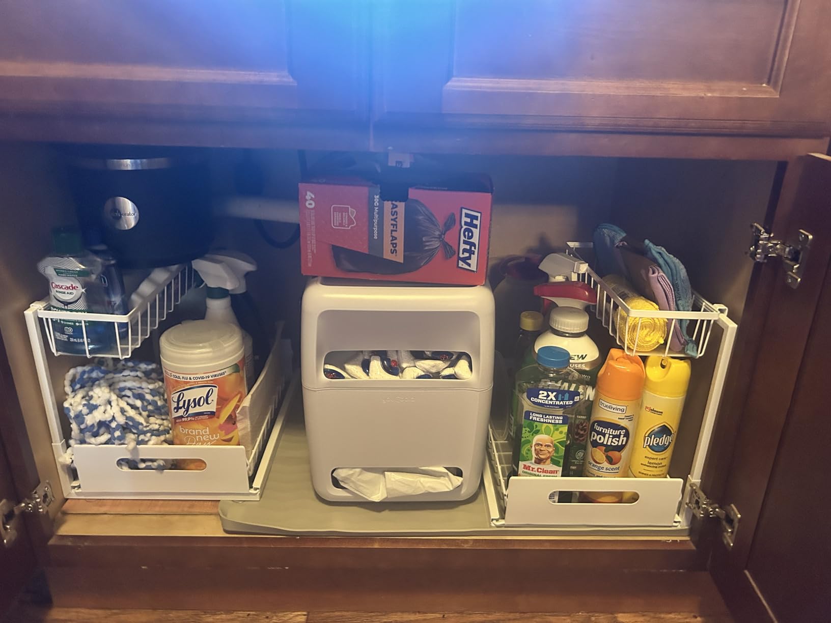 REALINN Under Sink Organizer, Pull Out Cabinet Organizer 2 Tier Slide Out Sink Shelf Cabinet Storage Shelves, Storage for Kitchen Bathroom, White, 2 Pack Customer Review REALINN Under Sink Organizer, Pull Out Cabinet Organizer 2 Tier Slide Out Sink Shelf Cabinet Storage Shelves, Storage for Kitchen Bathroom, White, 2 Pack - Customer Photo 2