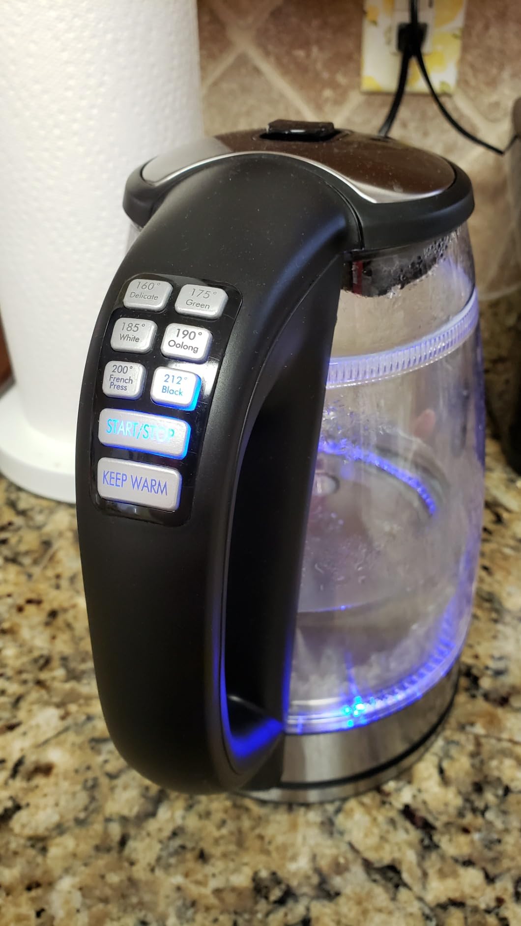 1500W Electric Kettle with Temperature Control - 6-Temp Presets for Tea/Coffee, Double Wall Cool-Touch, 4H Keep Warm, 1.7L Borosilicate Glass & BPA-Free, Fast Boil for Home/Office - Customer Photo 2