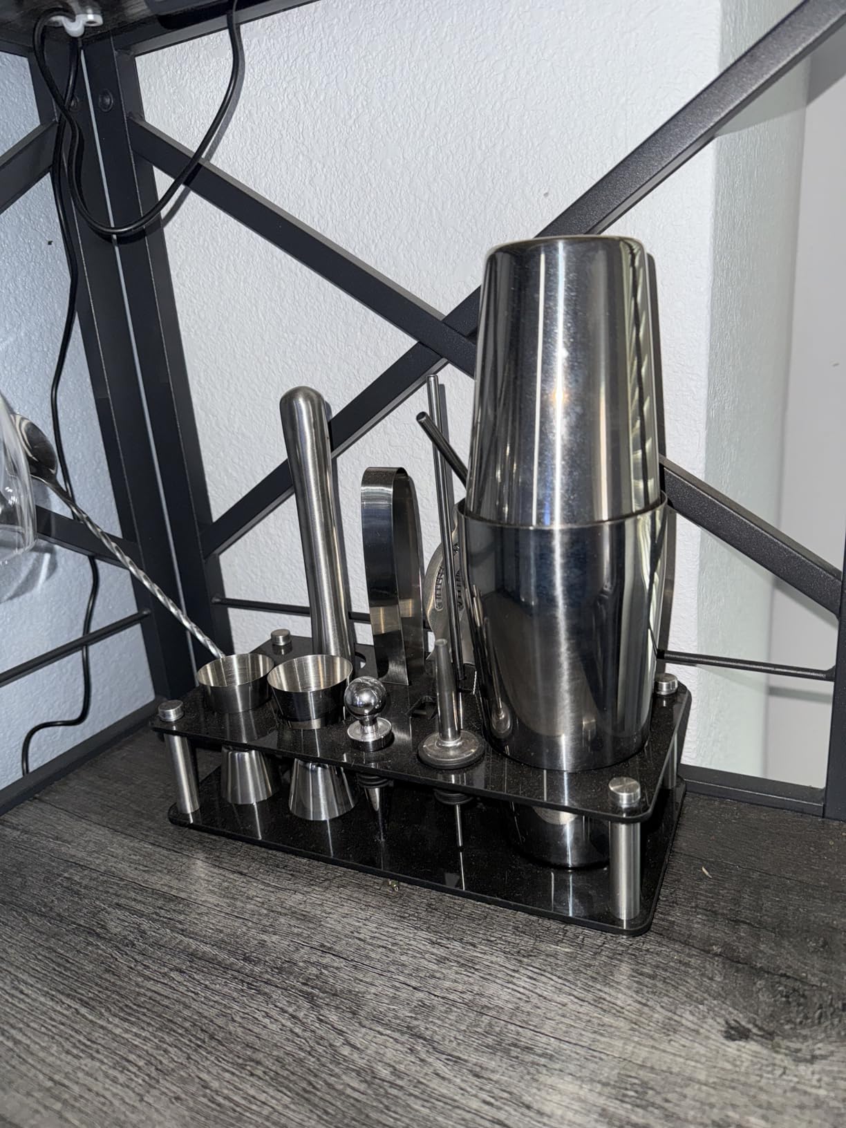 Cocktail Shaker Set Bartender Kit : 15-Piece Bar Tool Set with Acrylic Stand Bars Set with All Practical Bar Accessories, for Drink Mixing, Bar, Home, Lounge & Party, Silver - Customer Photo 2