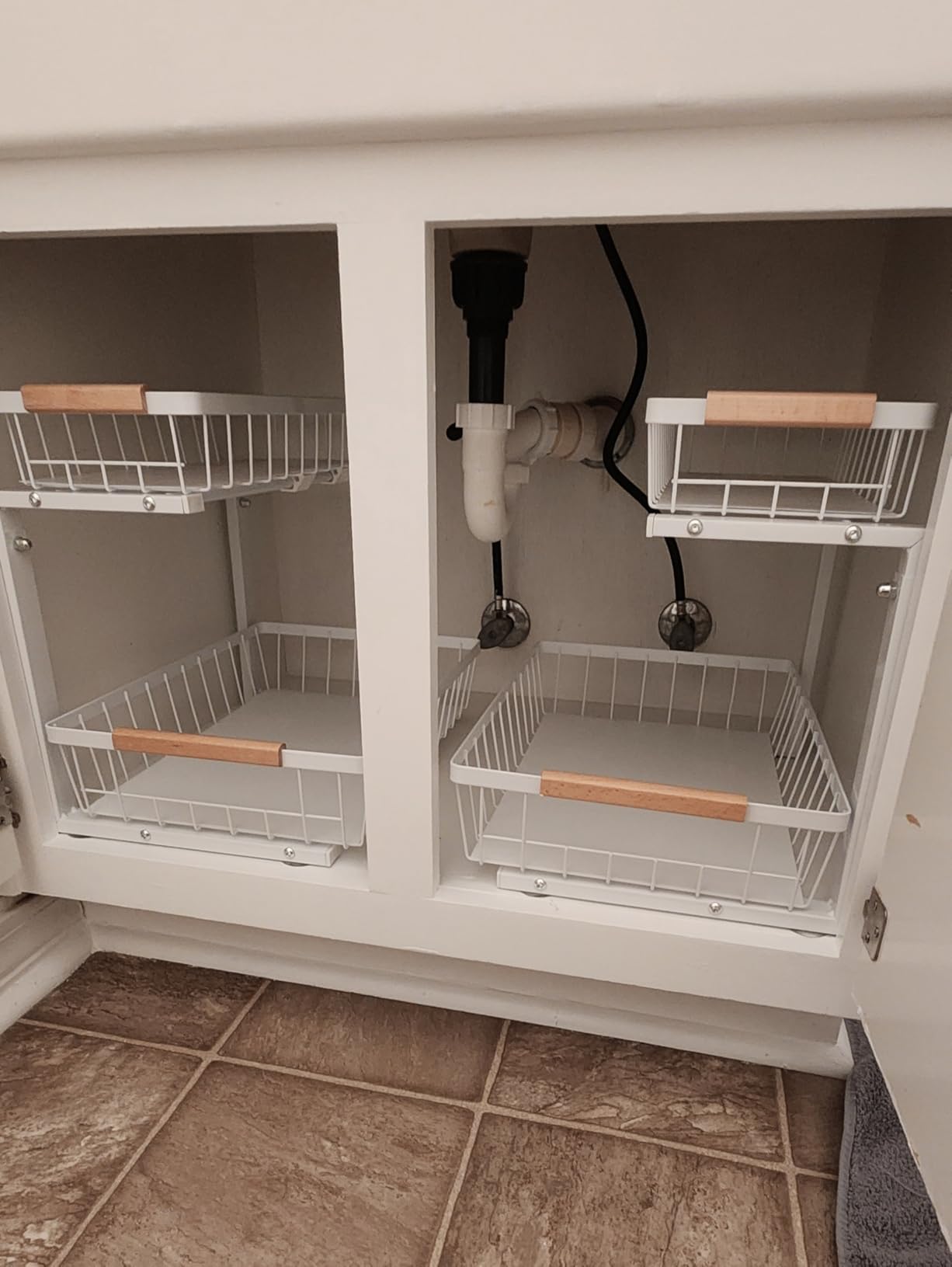 Kitstorack Under Sink Organizer, 2 Tier Under the Sink Storage, Slide out Pull out Cabinet Organizer Shelf, Metal Sliding Drawer for Kitchen Bathroom Pantry Closet Organization Rack, Black, 2 Pack Customer Review Kitstorack Under Sink Organizer, 2 Tier Under the Sink Storage, Slide out Pull out Cabinet Organizer Shelf, Metal Sliding Drawer for Kitchen Bathroom Pantry Closet Organization Rack, Black, 2 Pack - Customer Photo 2