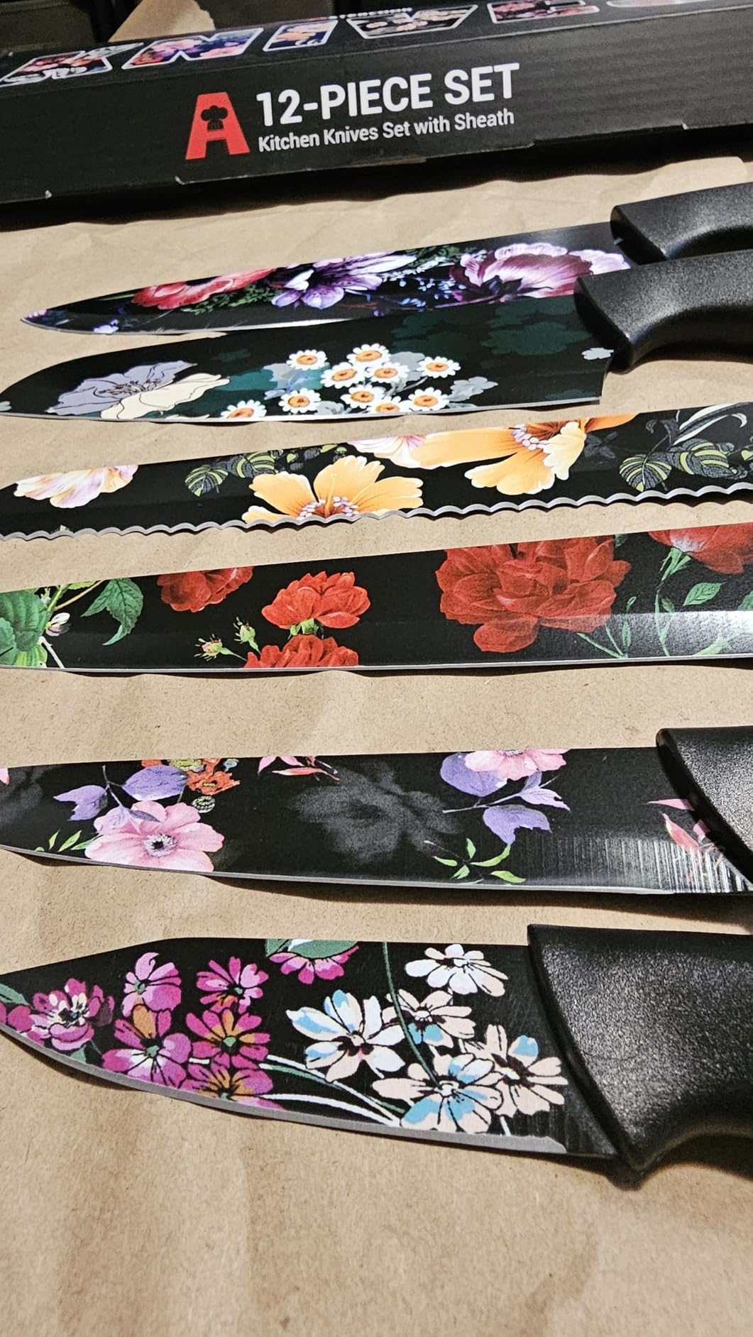Astercook Knife Set, 12-Piece Flower Kitchen Knives Sets with Blade Guards, Dishwasher Safe, German High Carbon Stainless Steel, Perfect Gifts for Kitchen - Customer Photo 4