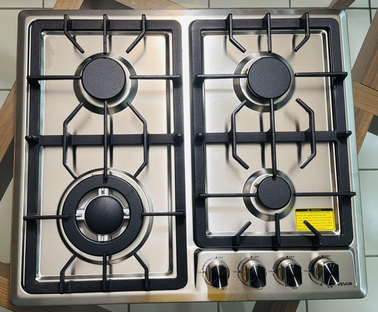VEVOR 30-inch Gas Cooktop, 5 Burners Built-in Gas Stove Top, Max 12250BTU NG/LPG Convertible Stainless Steel Cooktops, with Thermocouple Protection for Camping, RV, Apartment - Customer Photo 1