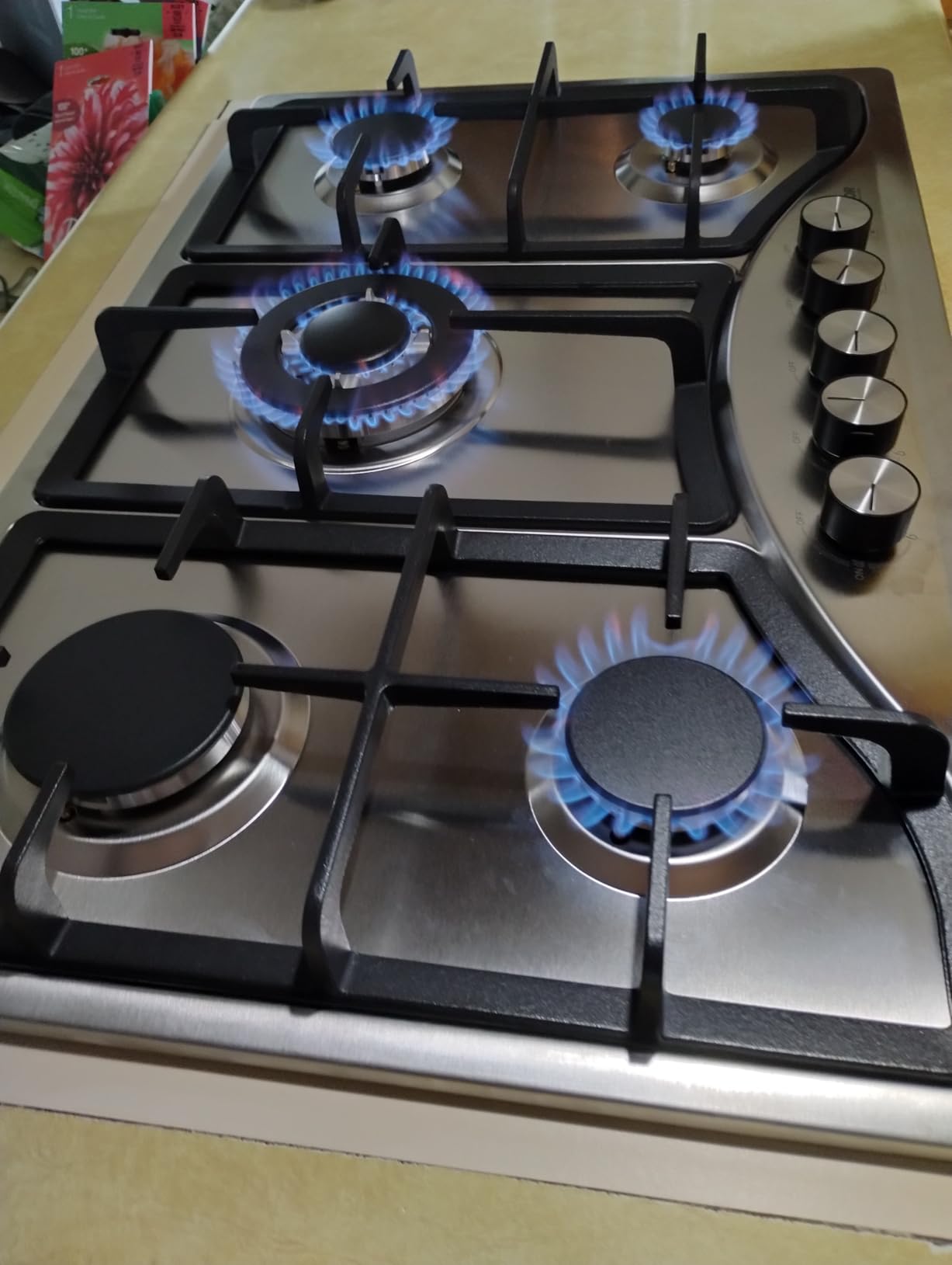 VEVOR 30-inch Gas Cooktop, 5 Burners Built-in Gas Stove Top, Max 12250BTU NG/LPG Convertible Stainless Steel Cooktops, with Thermocouple Protection for Camping, RV, Apartment - Customer Photo 2