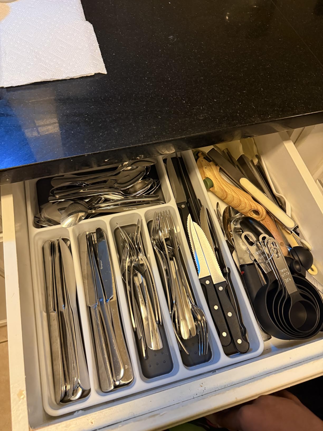 49-Piece Black Silverware Set with Organizer, Heavy Duty Stainless Steel Flatware for 8, Cutlery Utensil Sets with Steak Knives, Rust-proof, Mirror Polished, Dishwasher Safe, Black Heavy Duty Customer Review 49-Piece Black Silverware Set with Organizer, Heavy Duty Stainless Steel Flatware for 8, Cutlery Utensil Sets with Steak Knives, Rust-proof, Mirror Polished, Dishwasher Safe, Black Heavy Duty - Customer Photo 1
