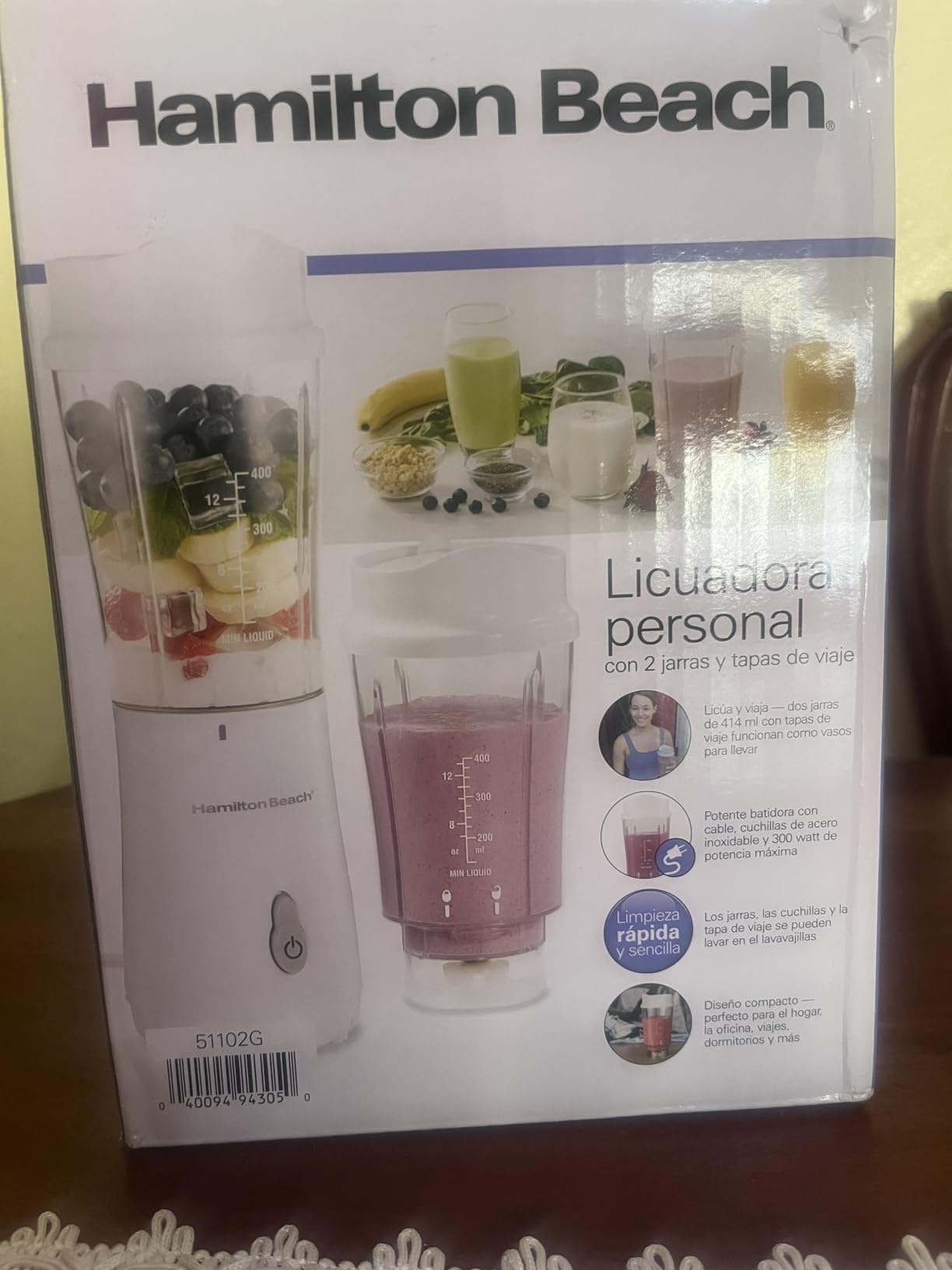 Hamilton Beach Portable Blender for Shakes and Smoothies, 14 Oz BPA Free Travel Cup & Lid, Durable Stainless Steel Blades, Personal Smoothie Blender, Tranquil Blue (51172) - Customer Photo 2