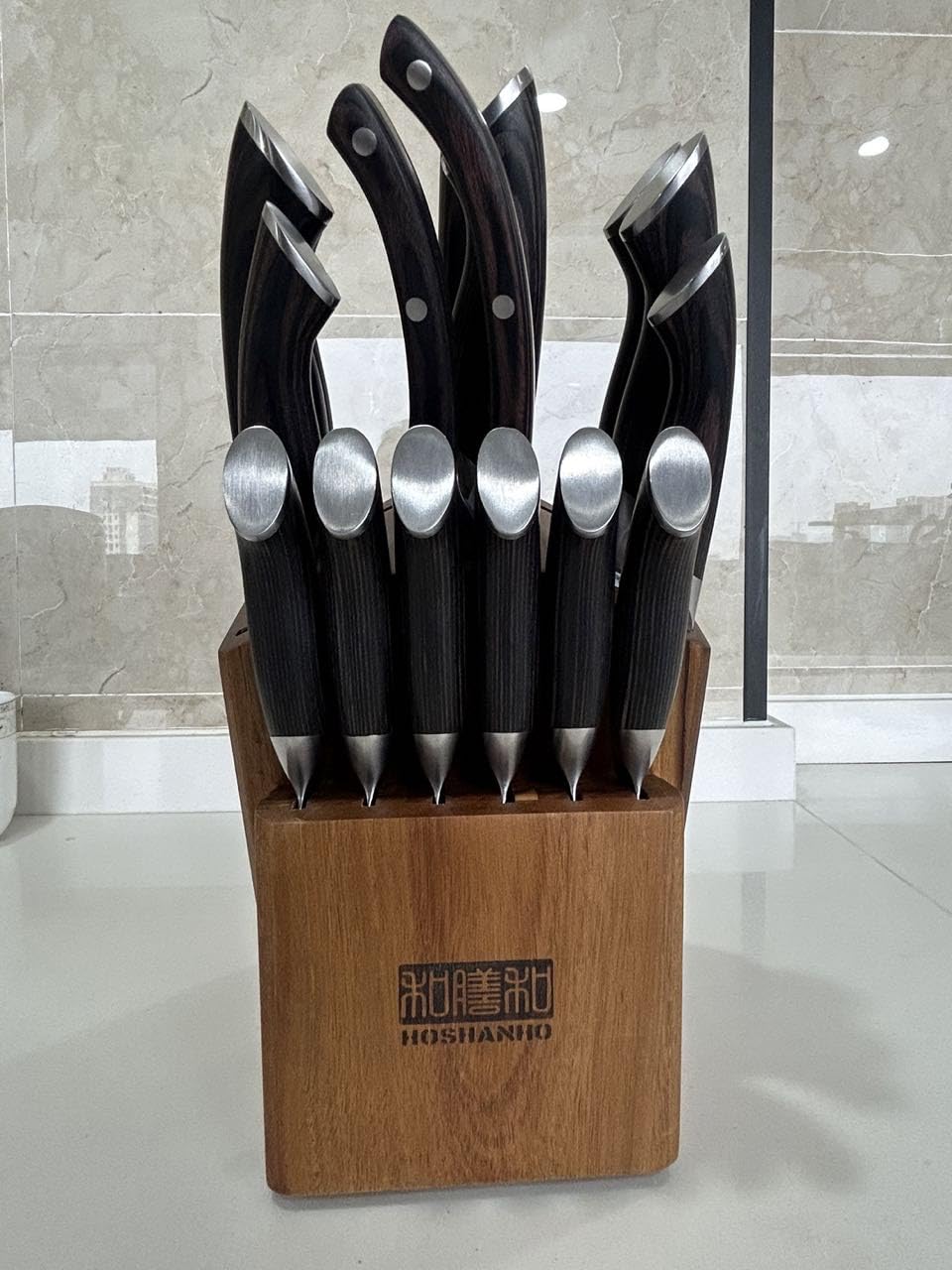 HOSHANHO 16-Piece Knife Set, Japanese High Carbon Stainless Steel Kitchen Knife Set, Ultra Sharp Chef Knife Block Set with Sharpener Customer Review HOSHANHO 16-Piece Knife Set, Japanese High Carbon Stainless Steel Kitchen Knife Set, Ultra Sharp Chef Knife Block Set with Sharpener - Customer Photo 2