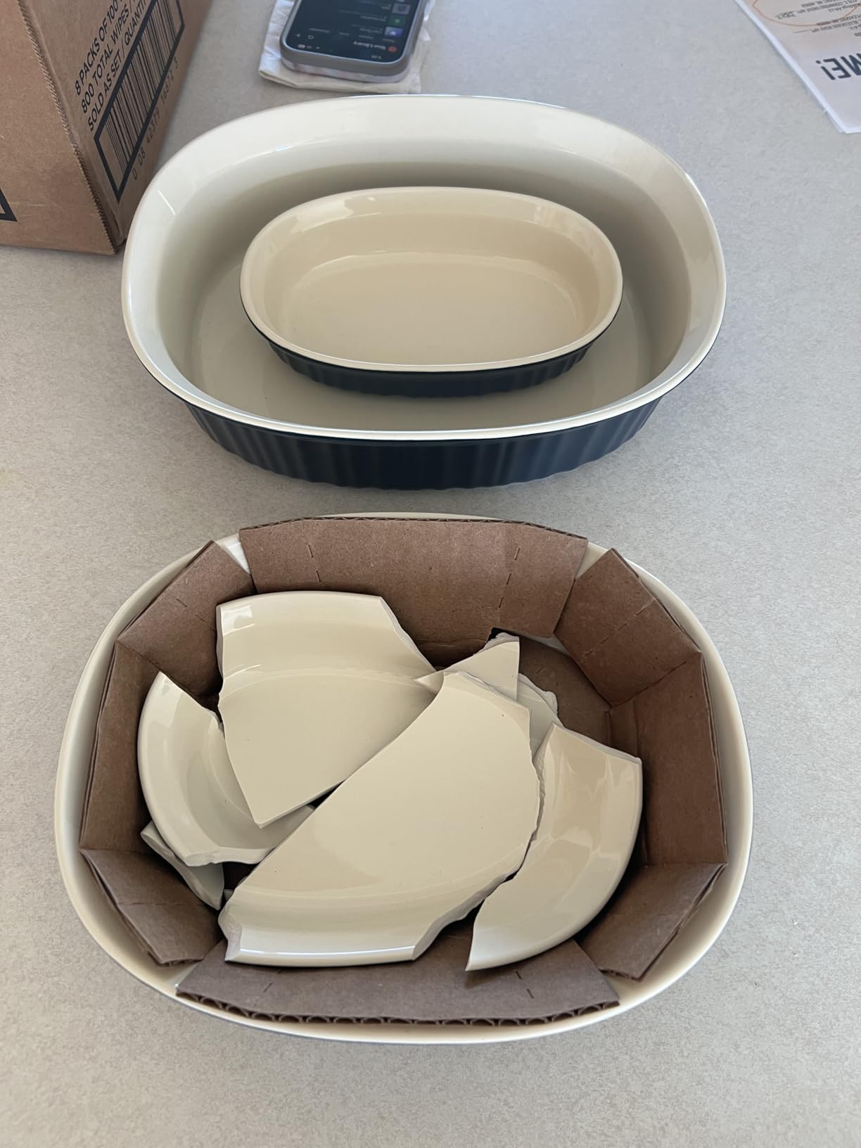 CorningWare Ceramic Bakeware Set with Lids Chip and Crack Resistant Stoneware Baking Dish, Microwave, Dishwasher, Oven, Freezer and Fridge Safe, 10-Piece French Navy - Customer Photo 1