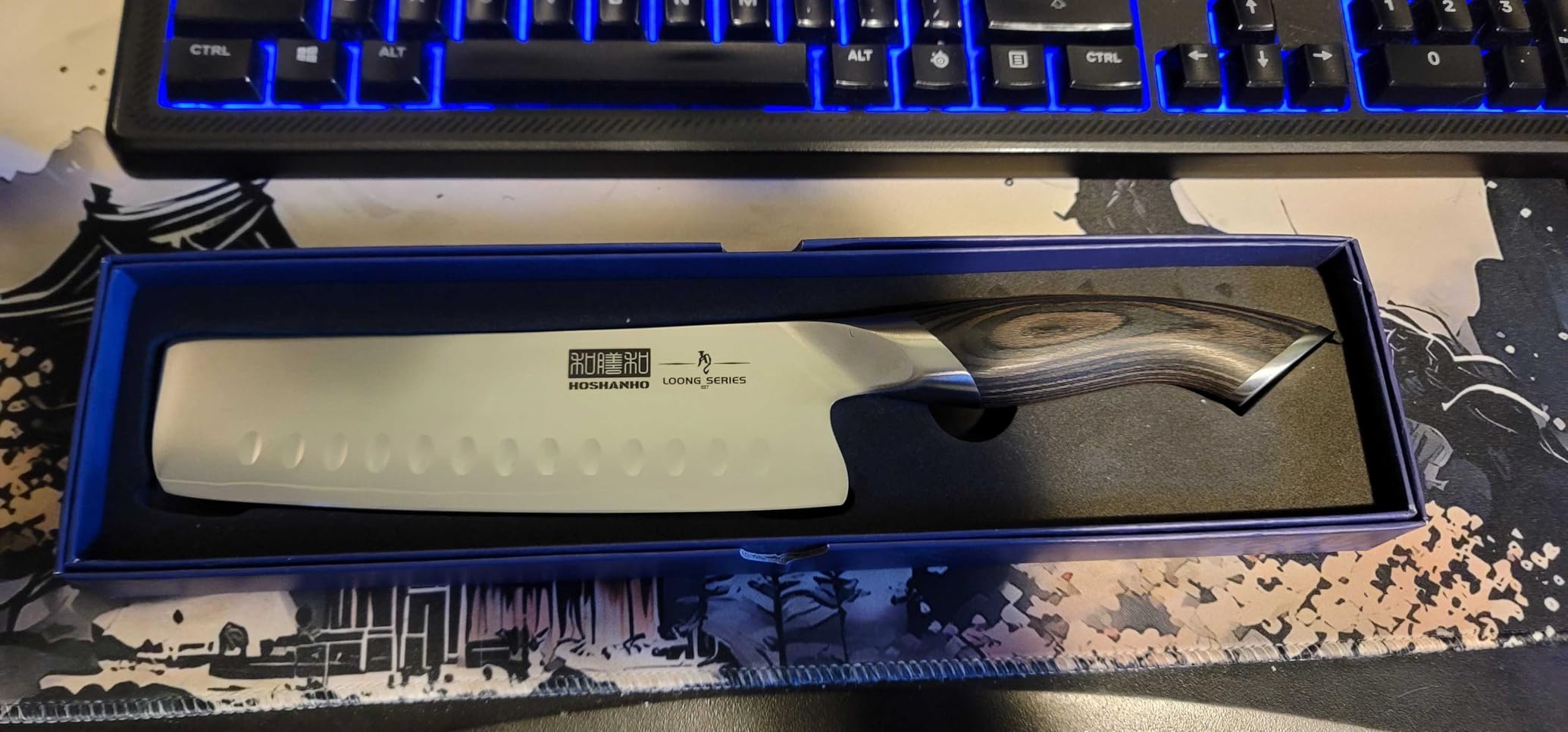 HOSHANHO 7 Inch Nakiri Knife, Japanese High Carbon Stainless Steel Chef Knife, Multipurpose Meat Vegetable Sharp Kitchen Knife with Ergonomic Pakkawood Handle - Customer Photo 1