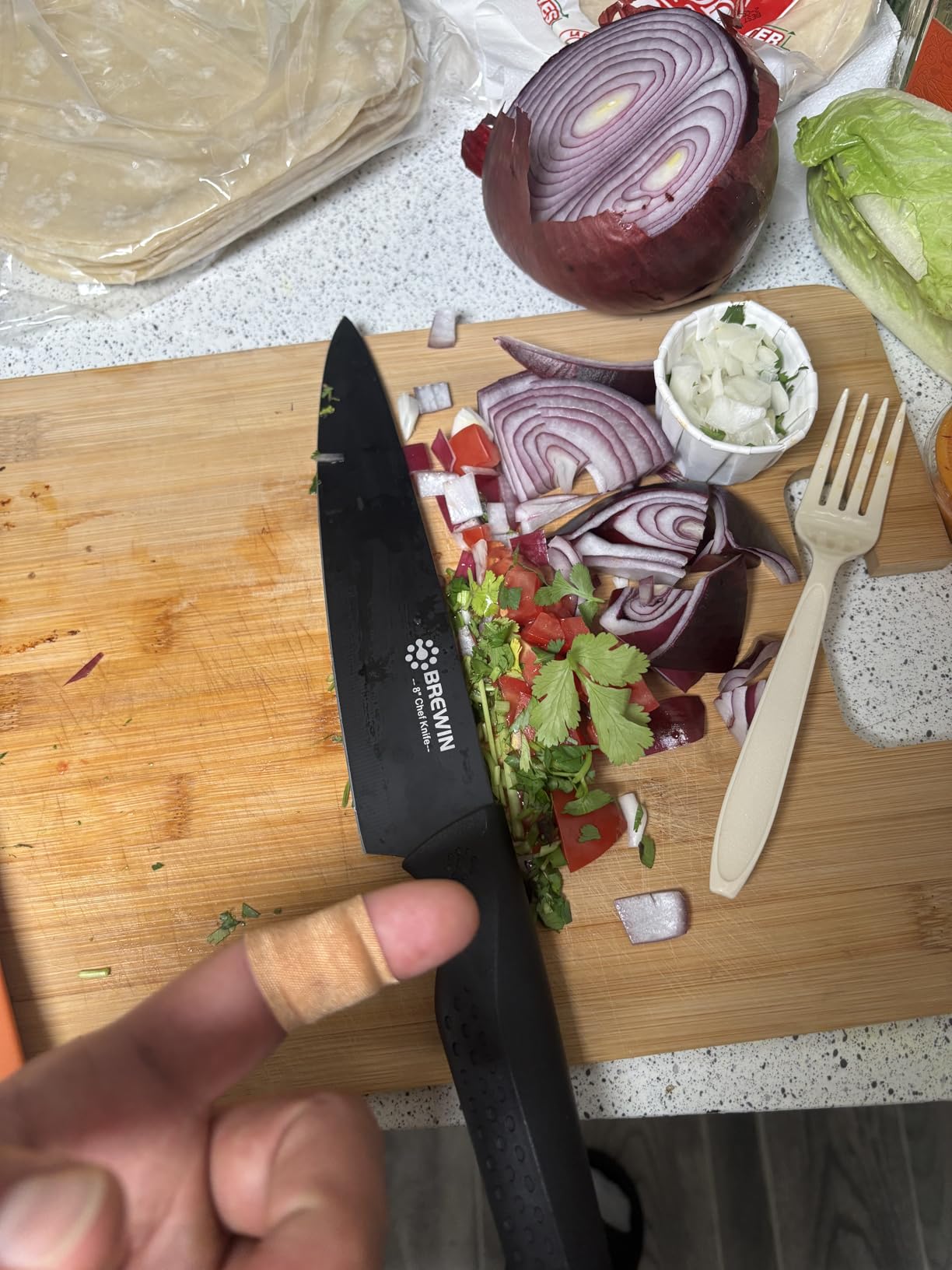 Knife Set, Brewin Kitchen Knife Set, Knives Set for Kitchen, Universal Knife Block, Utility Knife Block Set, New Home Essentials, Apartment Essentials, Dishwasher Safe - Customer Photo 1