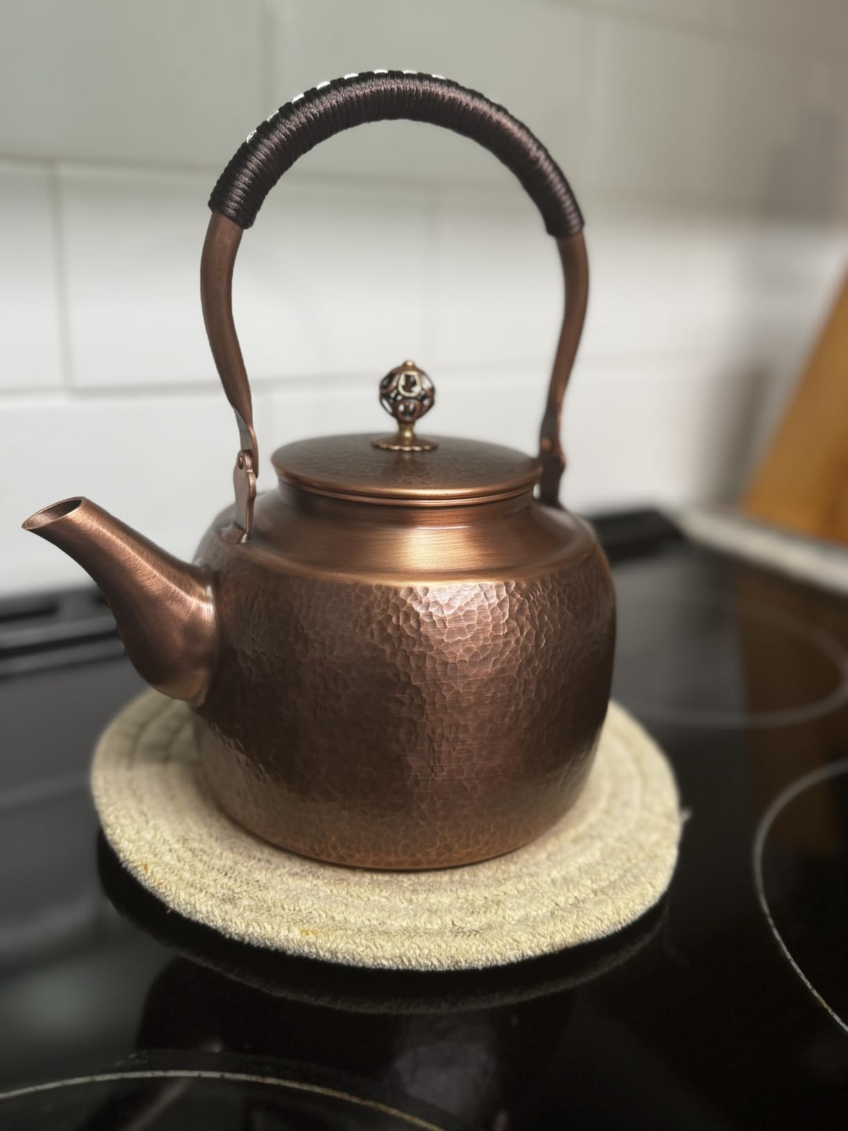 Handmade Large Hammer Copper Pot Kettle Stovetop Teapot 1.5mm Thick Pure Red Copper Handmade, 1700 ml - 2.42bl - Customer Photo 1