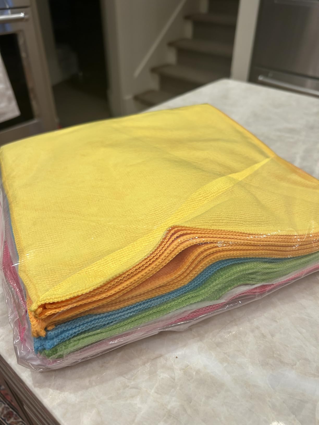 FIXSMITH Microfiber Cleaning Cloth, 20 Pack Cleaning Rags, Cleaning Towels for Housekeeping, Kitchen, Car, Lint-Free, Reusable Shop Towels with 5 Colors (Green/Blue/Yellow/Orange/Pink), 12