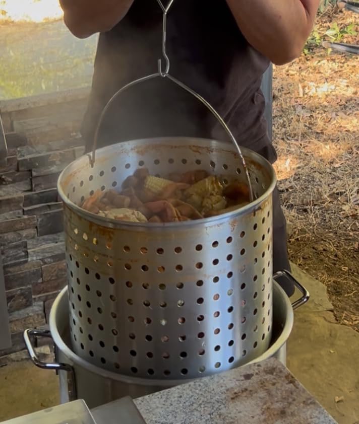 30QT & 10QT Outdoor Fryer | Turkey Fryer | Seafood Boil Pot | Cover & Skimmer Included | 50,000BTU Propane Burner | Aluminum Deep Fryer Pot with Basket | Crab, Seafood & Crawfish Boiler - Customer Photo 2