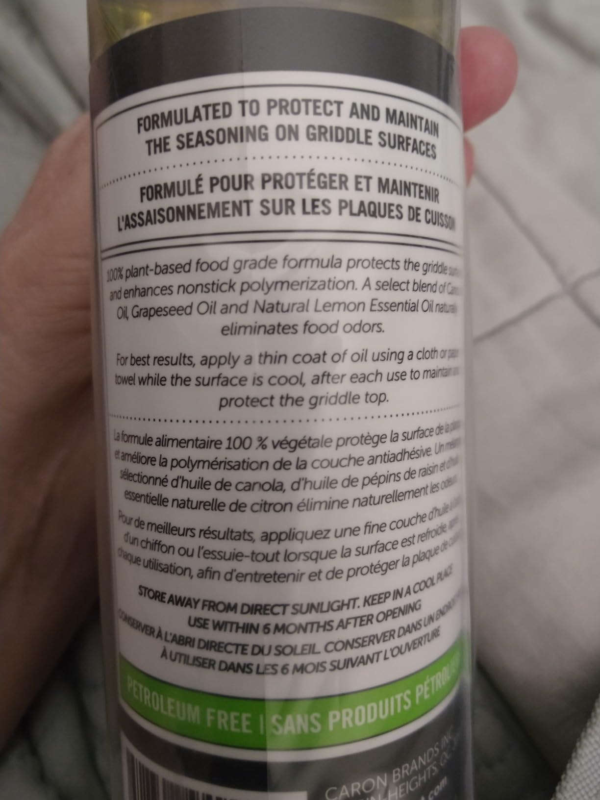CARON & DOUCET Griddle Seasoning & Cleaning Oil | 100% Plant-Based & Food Grade | Best for Seasoning, Restoring, Curing and Care (16 oz) Customer Review CARON & DOUCET Griddle Seasoning & Cleaning Oil | 100% Plant-Based & Food Grade | Best for Seasoning, Restoring, Curing and Care (16 oz) - Customer Photo 1
