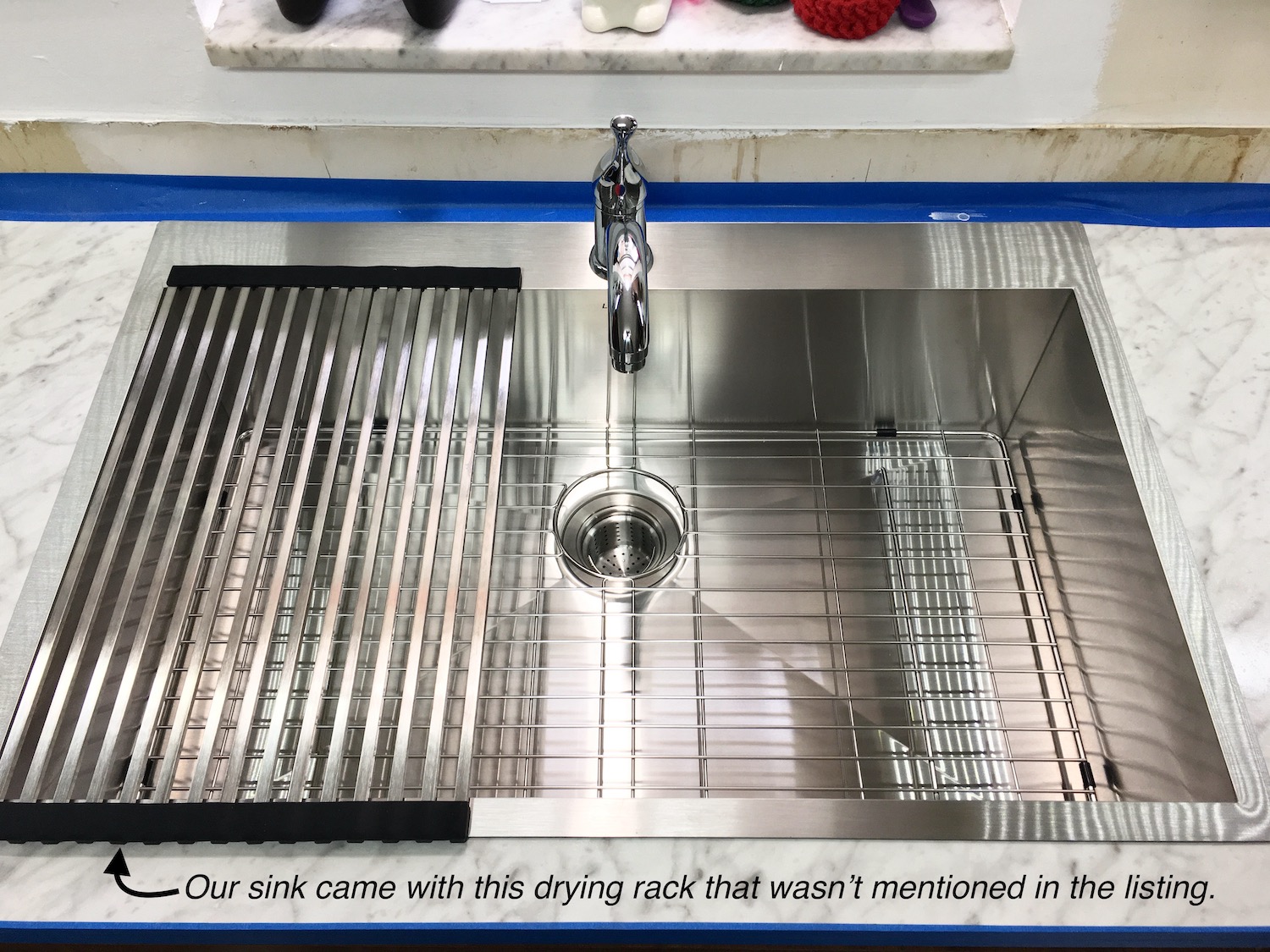 Logmey 33x19 Drop In Kitchen Sink 33 Inch Stainless Steel Workstation Sinks SUS304 16 Gauge Topmount Ledge Single Bowl Overmount Kitchen Sinks 33x19x9 - Customer Photo 4