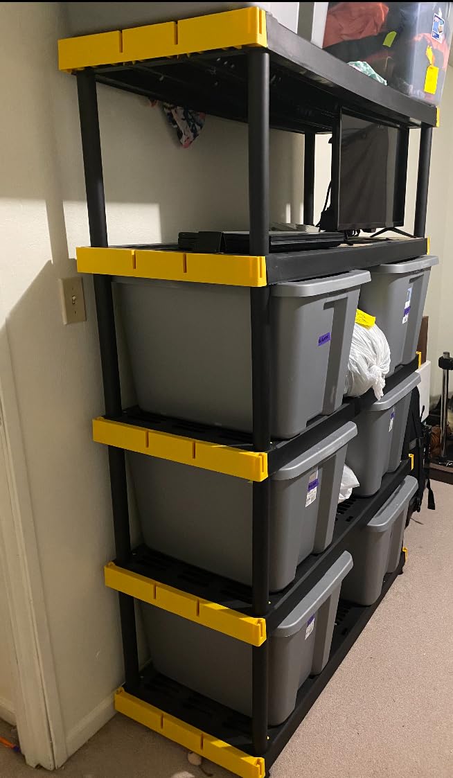 CX Black & Yellow, 5-Tier Heavy Duty Plastic Storage Shelving Unit, 200lbs/shelf (72 CX Black & Yellow, 5-Tier Heavy Duty Plastic Storage Shelving Unit, 200lbs/shelf (72