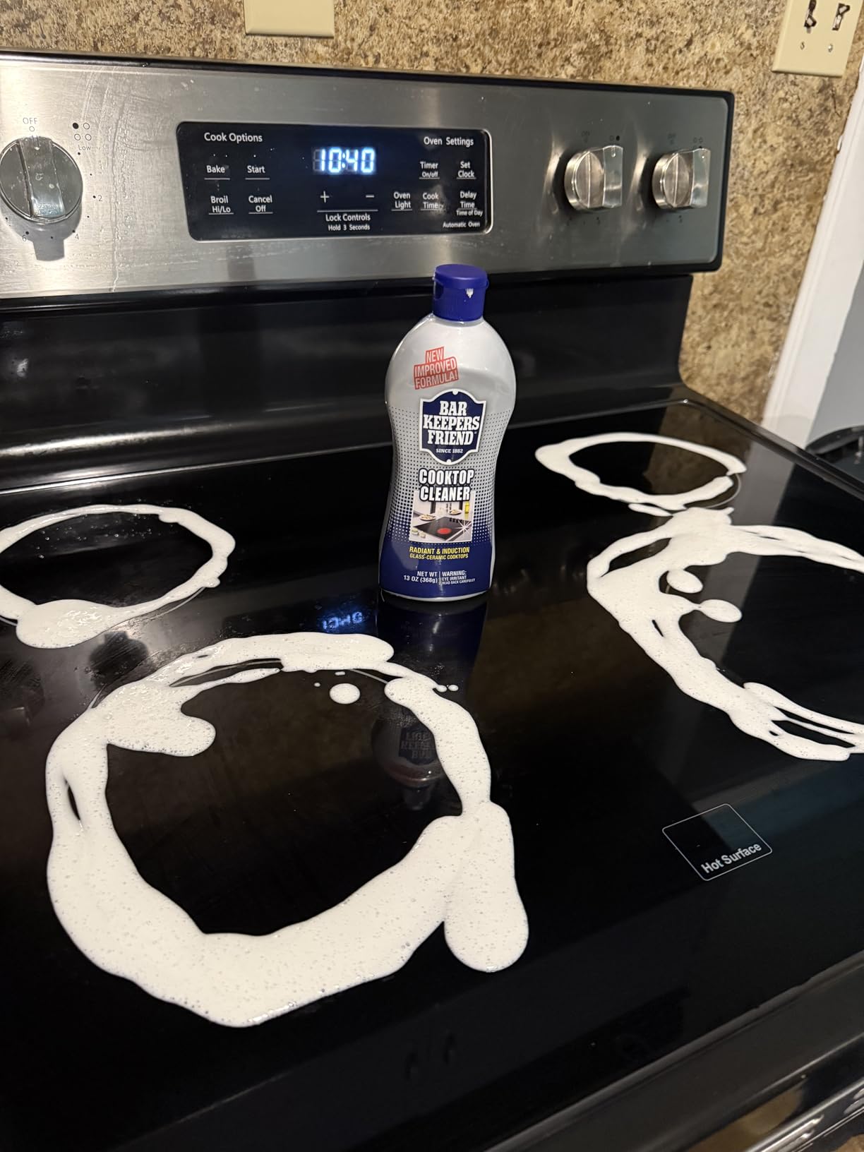 Bar Keepers Friend Cooktop Cleaner (2 x13 oz) + Scraper - Multipurpose Liquid Stovetop Cleanser, Safe for Use on Glass & Ceramic Cooking Surfaces, Copper, Brass, Chrome, Stainless Steel & Porcelain Customer Review Bar Keepers Friend Cooktop Cleaner (2 x13 oz) + Scraper - Multipurpose Liquid Stovetop Cleanser, Safe for Use on Glass & Ceramic Cooking Surfaces, Copper, Brass, Chrome, Stainless Steel & Porcelain - Customer Photo 2