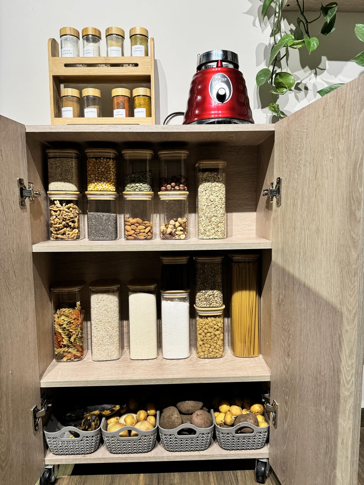LIBWYS 12-Pack Square Glass Storage Jars with Bamboo Lids (0.6Qt/1.06Qt) - Stackable Food Containers for Pantry Organization, Coffee, Flour, Snacks, Tea | Kitchen Canisters Set - Customer Photo 1
