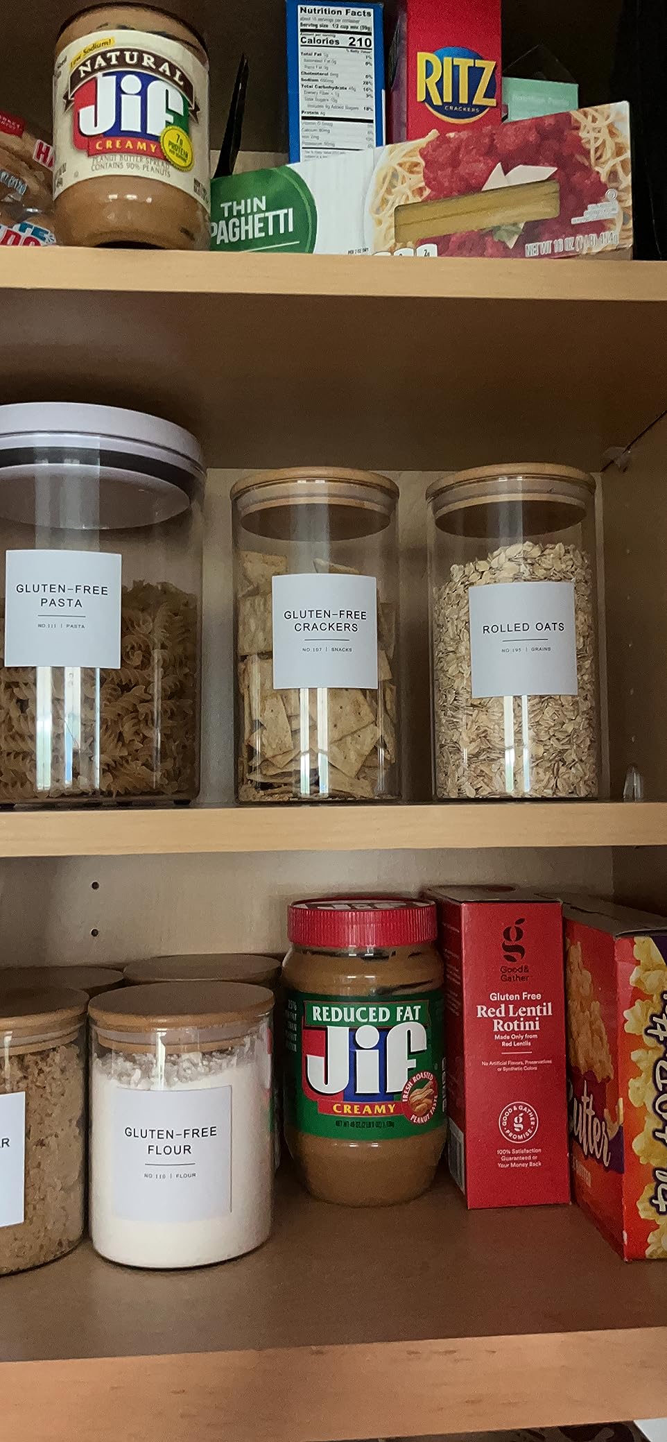 LIBWYS 12-Pack Square Glass Storage Jars with Bamboo Lids (0.6Qt/1.06Qt) - Stackable Food Containers for Pantry Organization, Coffee, Flour, Snacks, Tea | Kitchen Canisters Set - Customer Photo 2