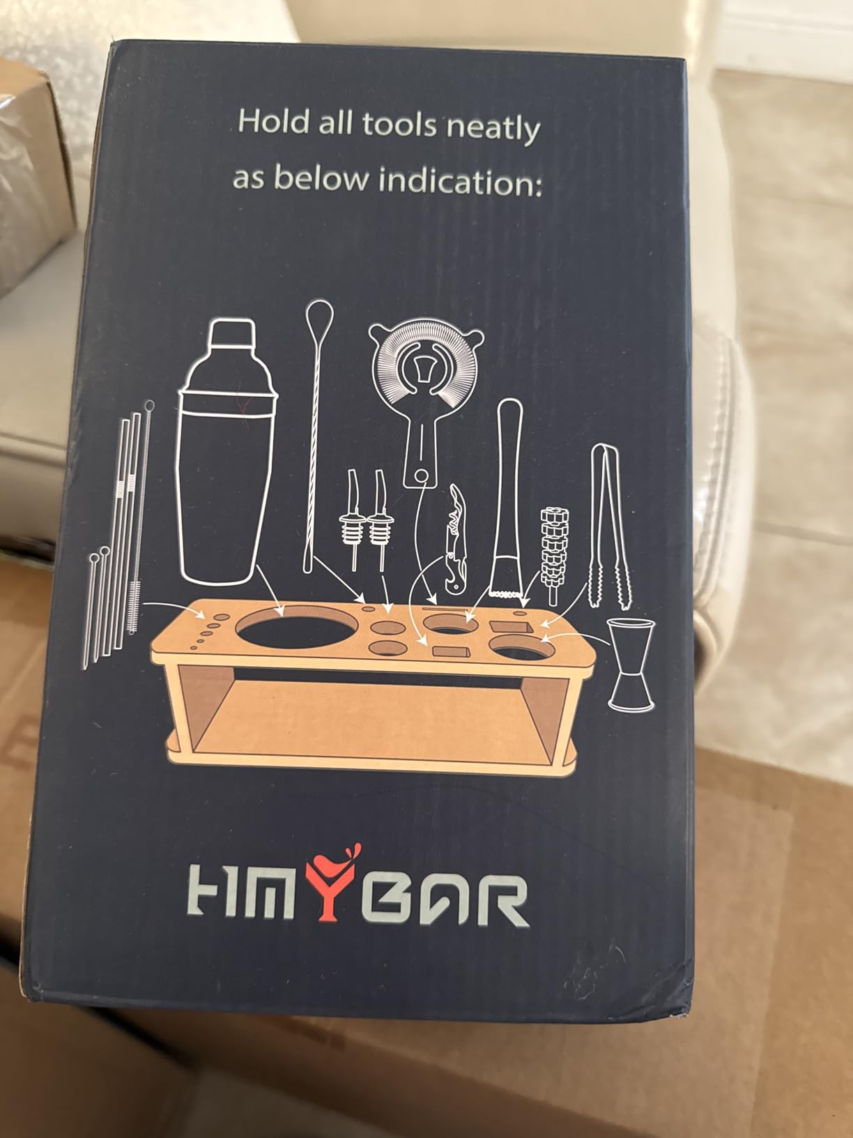 HMYBAR 22-pc Cocktail Shaker Set(24oz/700ml) | Mixology Bartender Kit | Bar Tool Set | Martini Making Set with 39-Recipe Cocktail Cards & Kit's Deco, Bamboo Stand Black Color, Silver Tools - Customer Photo 1