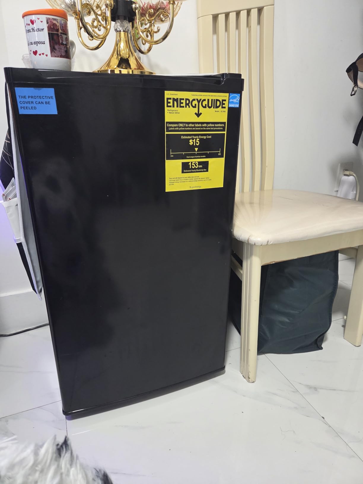 Sweetcrispy 3.2 Cu.Ft Mini Fridge with Freezer Small Refrigerator Single Door Adjustable Thermostat Energy-efficient Low Noise, Compact Fridge for Bedroom, Office, Dorm (Black) - Customer Photo 1