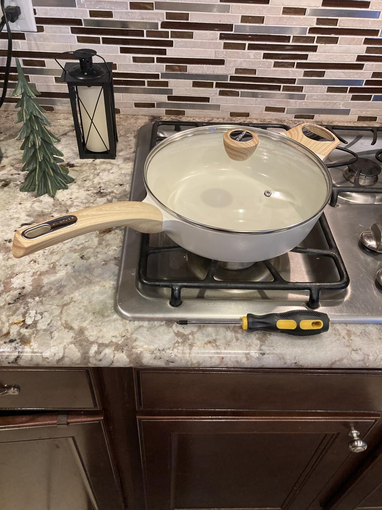SENSARTE Ceramic Nonstick Frying Pan Skillet with Lid, 12 Inch Large Deep Frying Pan, 5 Qt Saute Pan, Induction Pan, Healthy Non Toxic Cooking Pan with Helper Handle, PFOA PFAS PTFE Free - Customer Photo 2