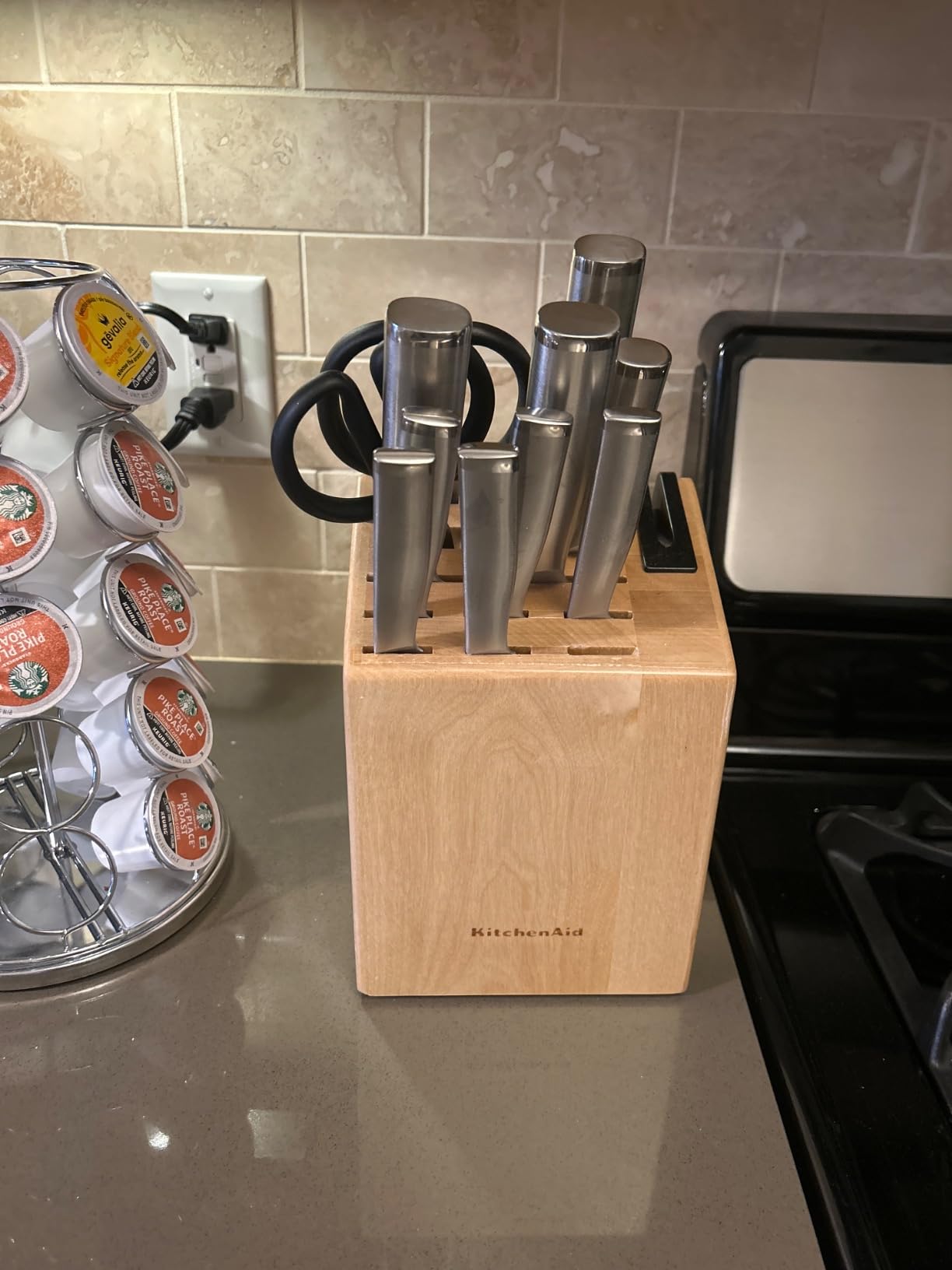 KitchenAid Gourmet Knife Block Set with Built-in Sharpener, 15-Piece, Stainless Steel - Customer Photo 2
