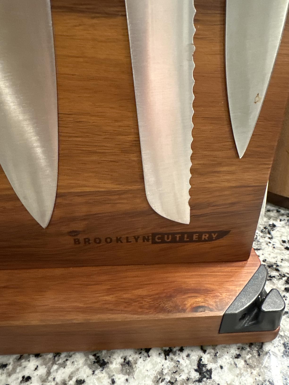 Magnetic Knife Block, Acacia Wood Magnetic Knife Holder for Kitchen Counter Universal Knife Block Without Knives (12 x 10 With Sharpener) - Customer Photo 2